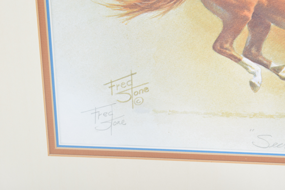 Fred Stone 1984 Limited Edition Offset Lithograph "Secretariat, Ron Turcotte Up"