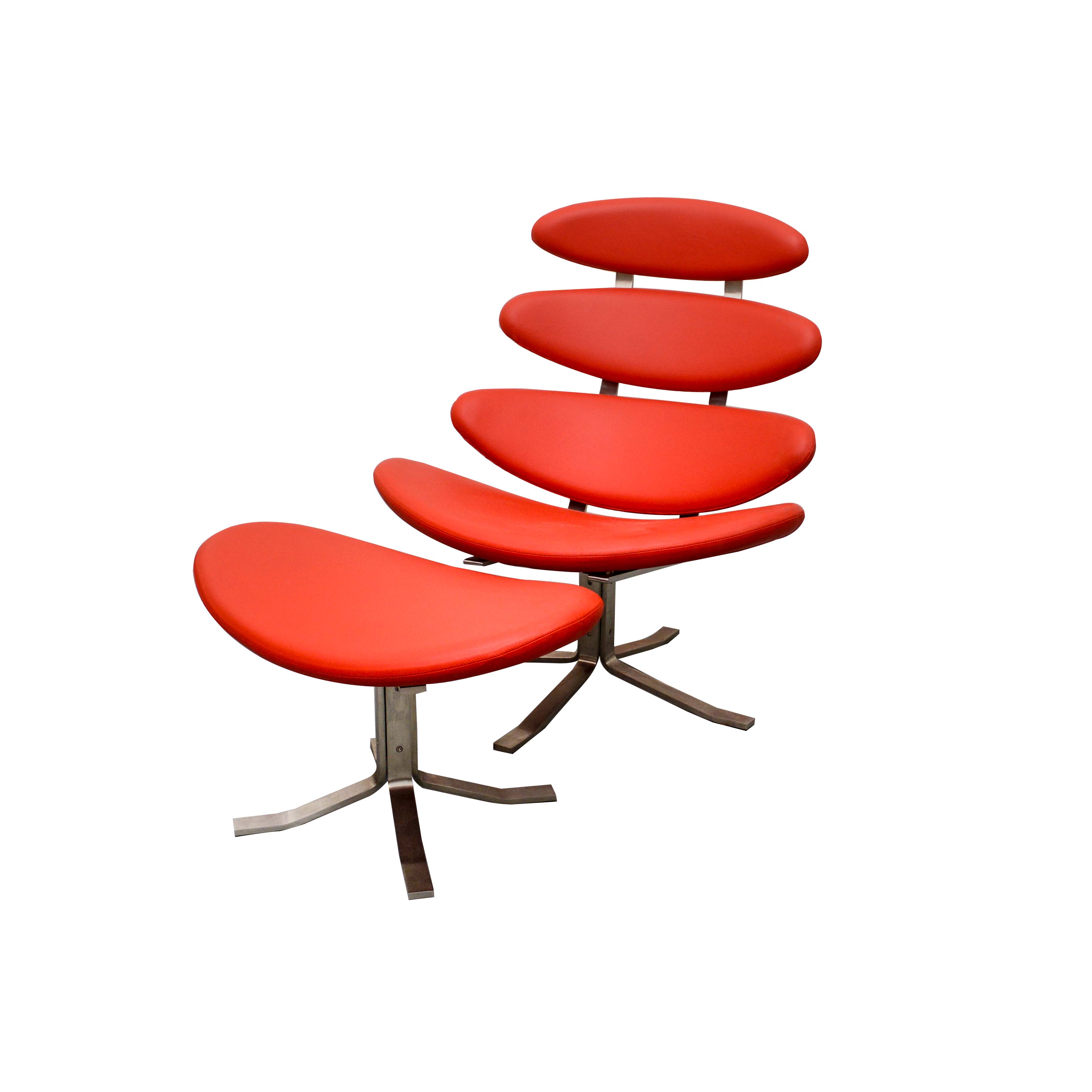 Mid Century Modern Lounge Chair and Ottoman After Jørgensen "Corona"