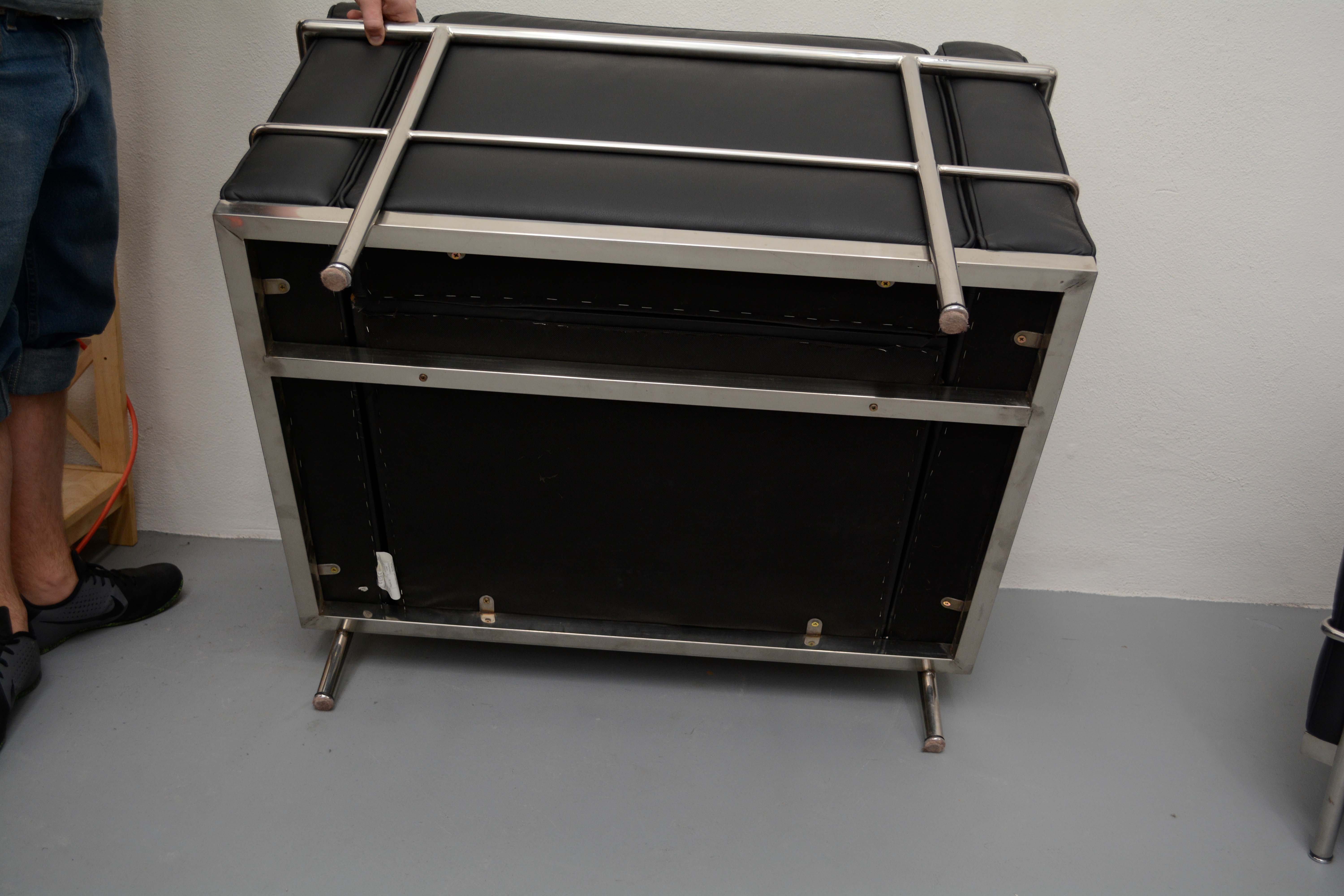 Pair of Mid Century Modern Style Leather Club Chairs After Le Corbusier "LC3"