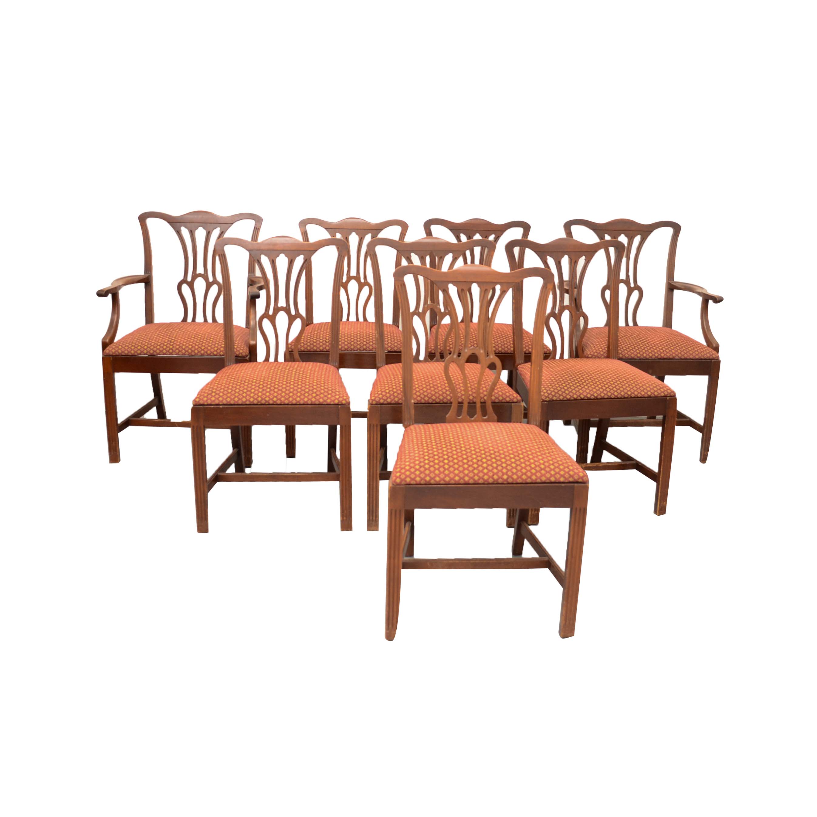 Eight Chippendale Style Dining Chairs by Paine Furniture