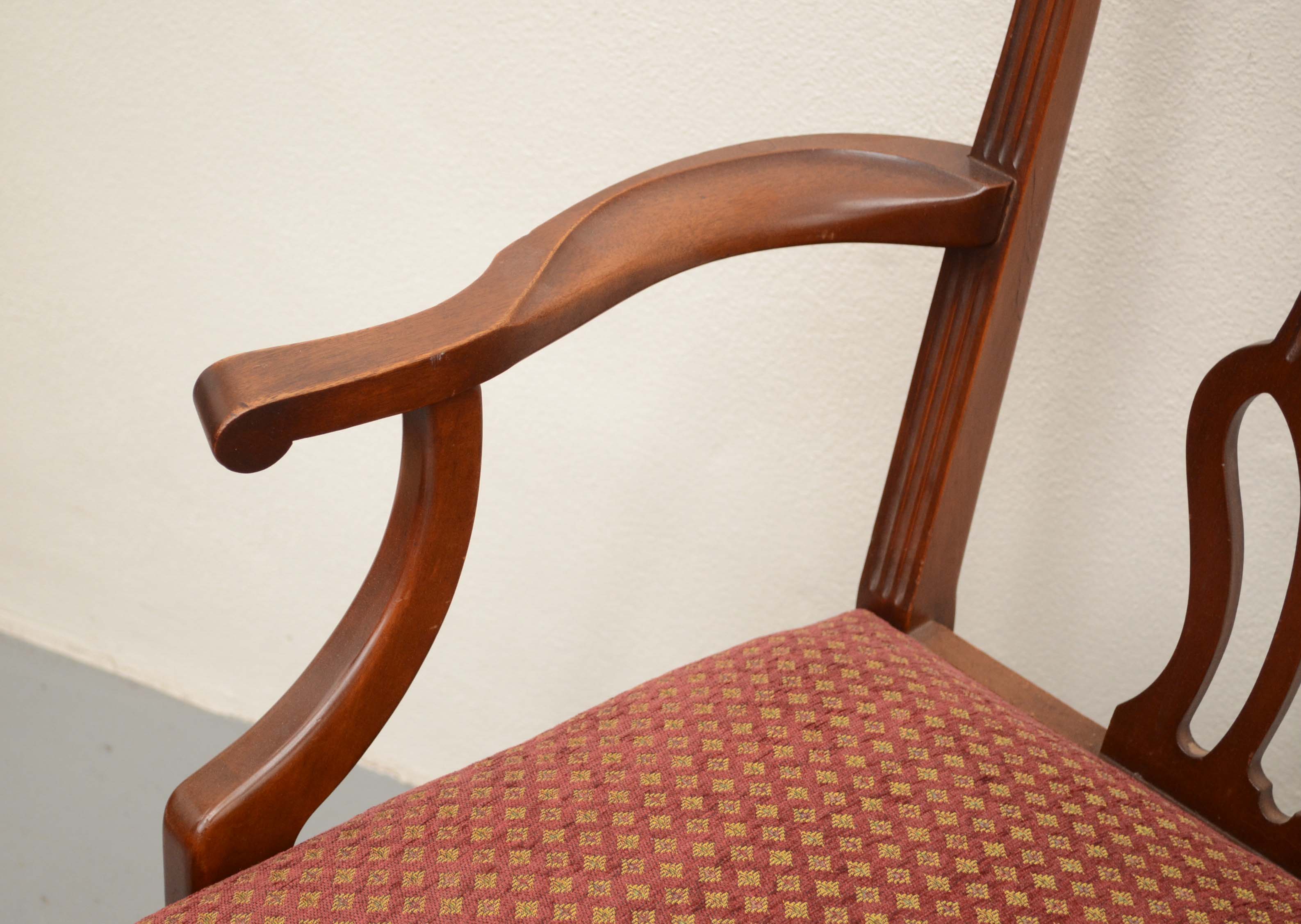 Eight Chippendale Style Dining Chairs by Paine Furniture