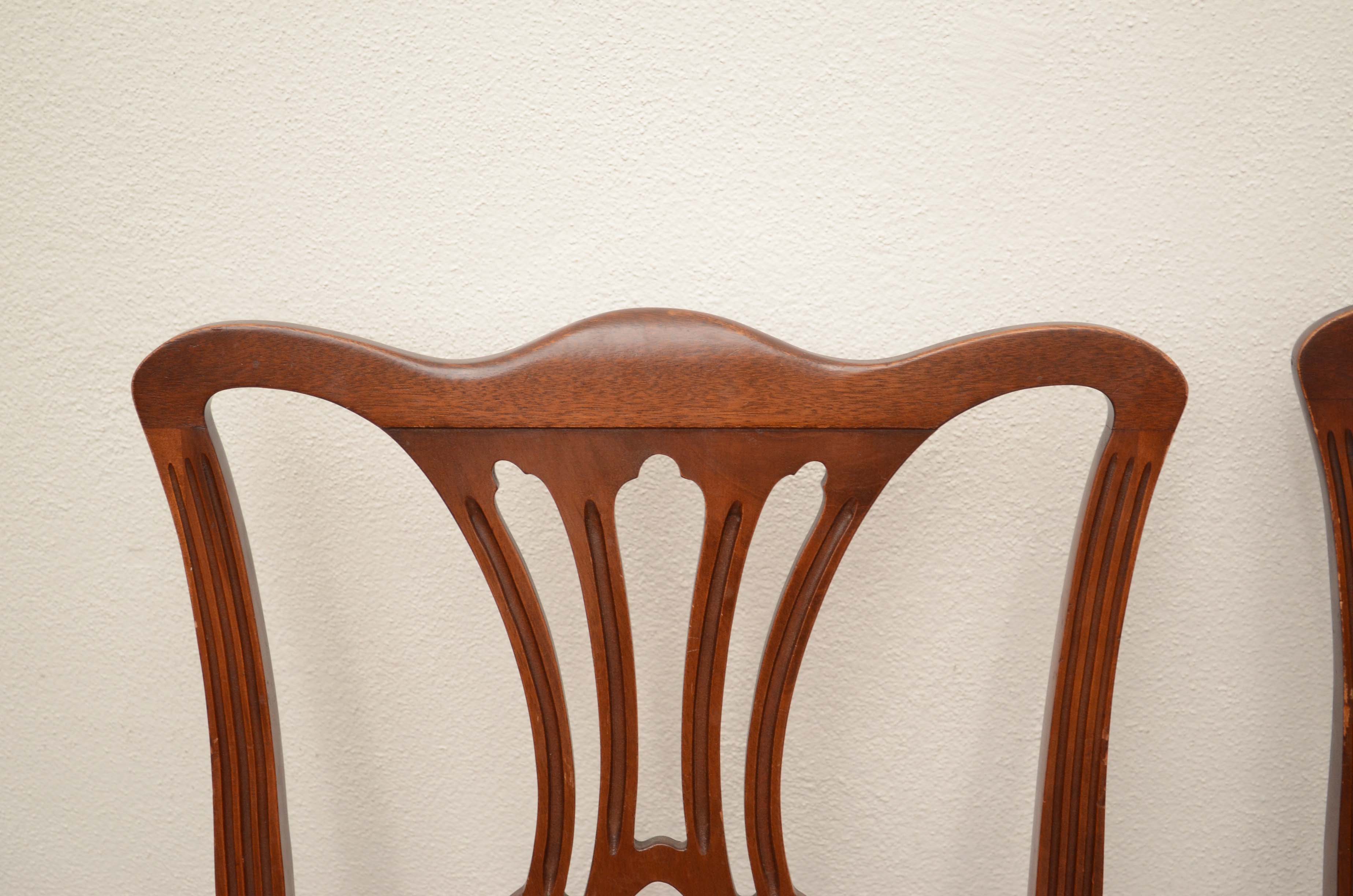 Eight Chippendale Style Dining Chairs by Paine Furniture