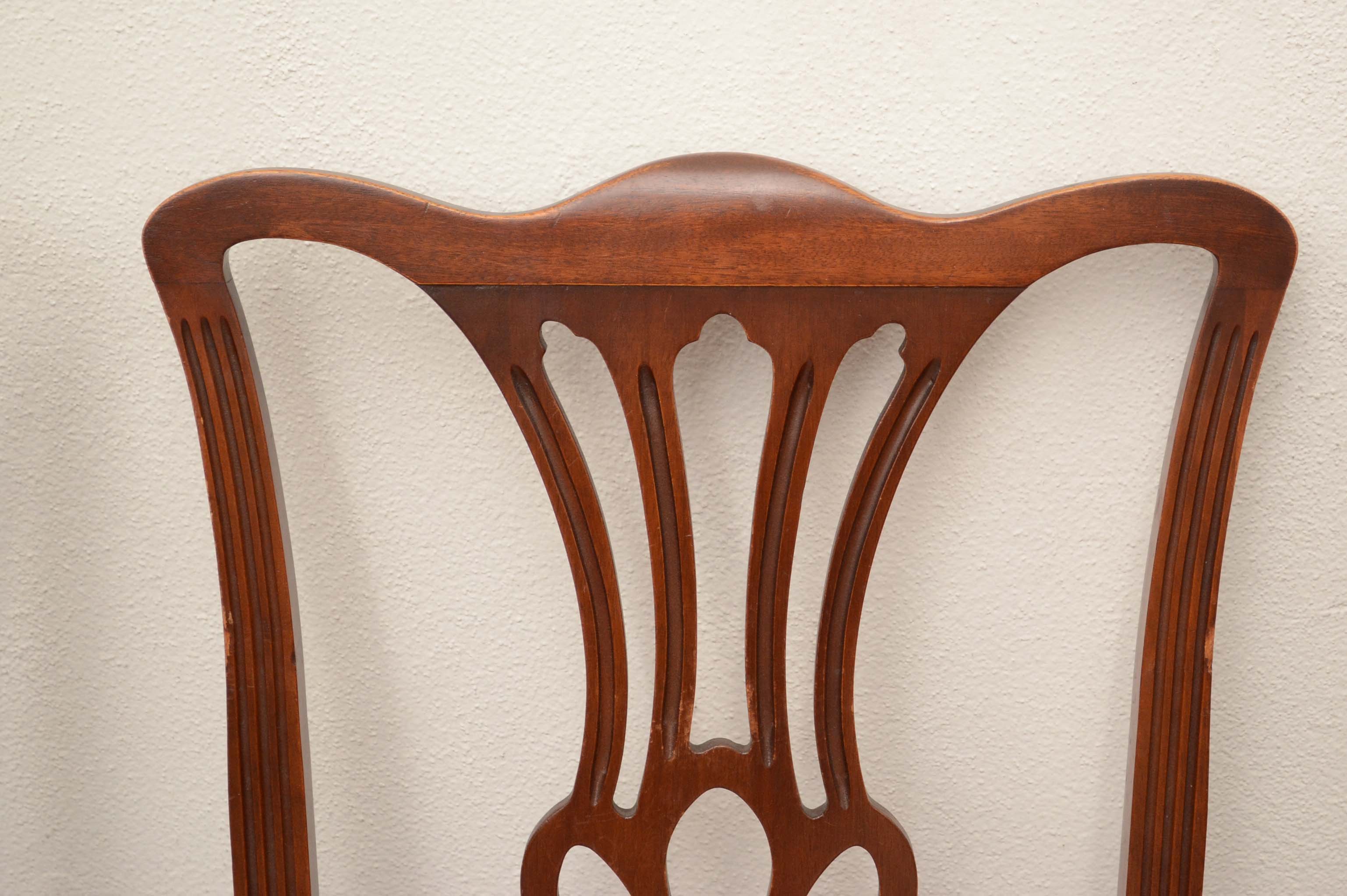 Eight Chippendale Style Dining Chairs by Paine Furniture