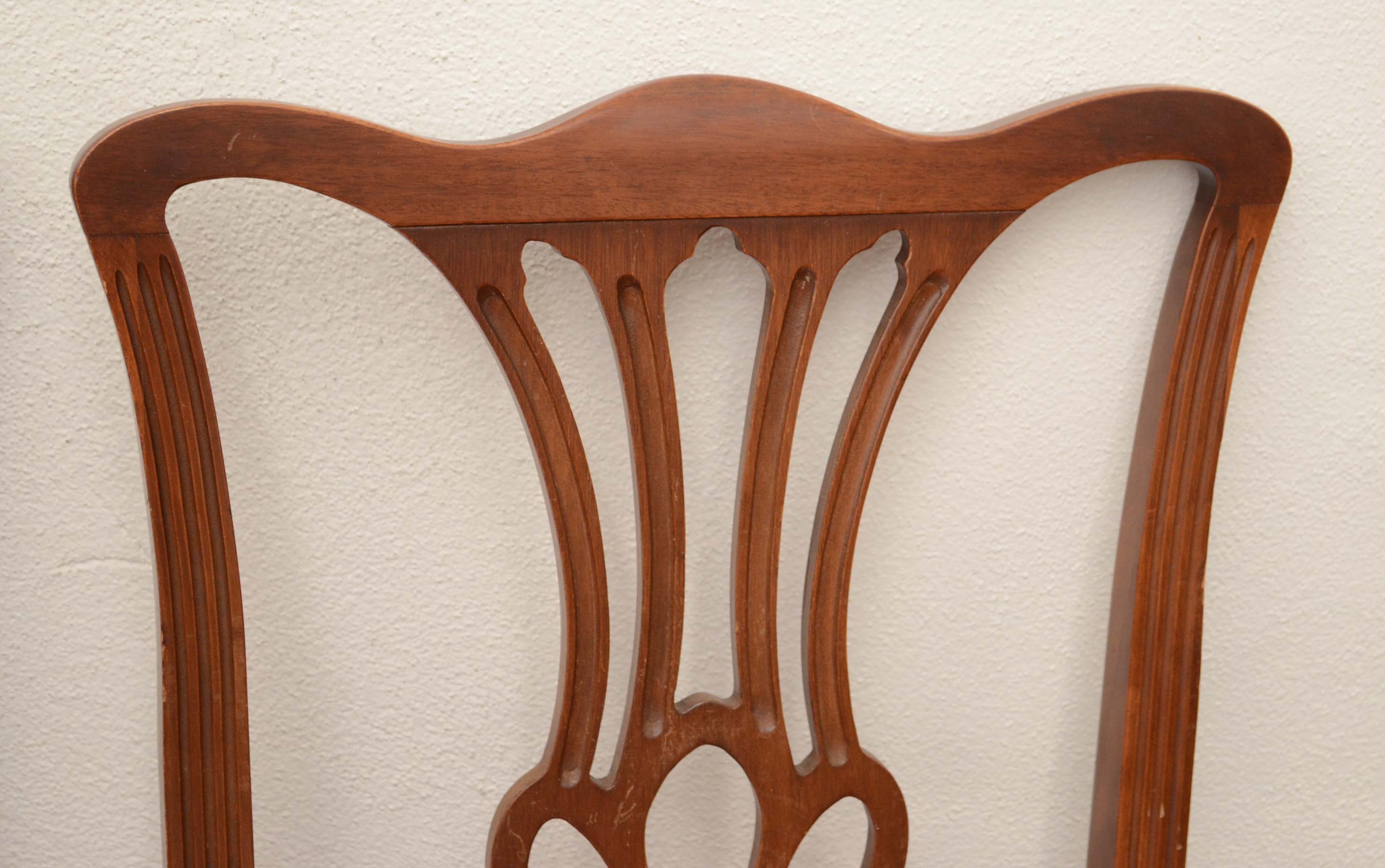 Eight Chippendale Style Dining Chairs by Paine Furniture