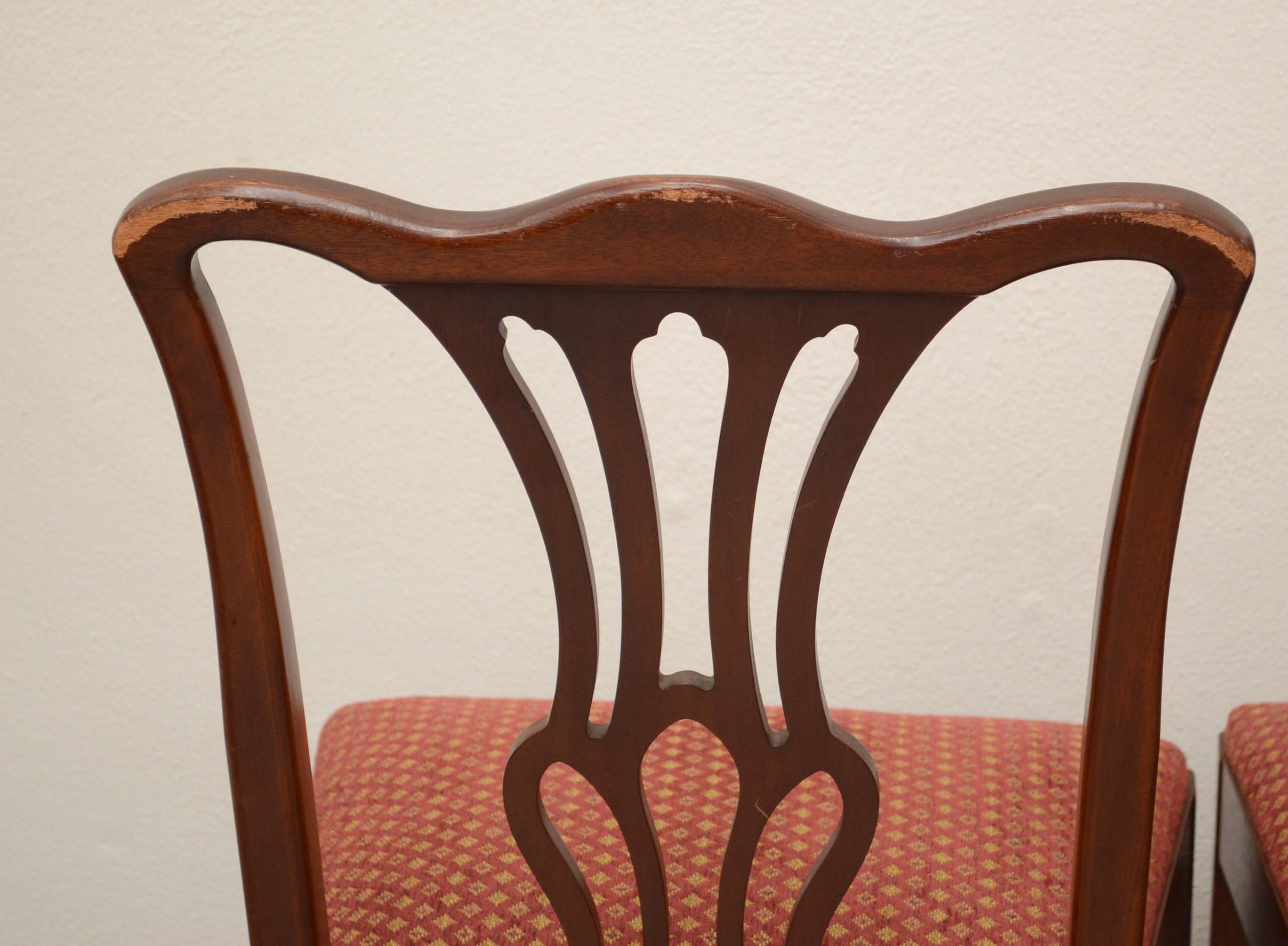 Eight Chippendale Style Dining Chairs by Paine Furniture