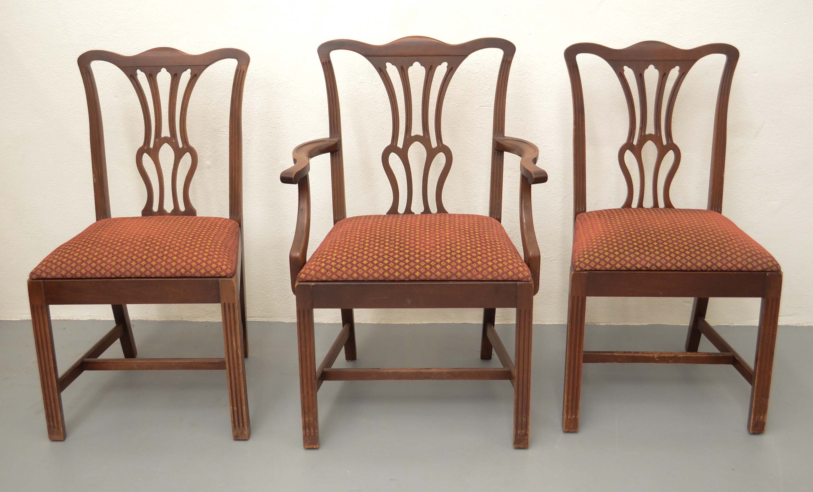 Eight Chippendale Style Dining Chairs by Paine Furniture