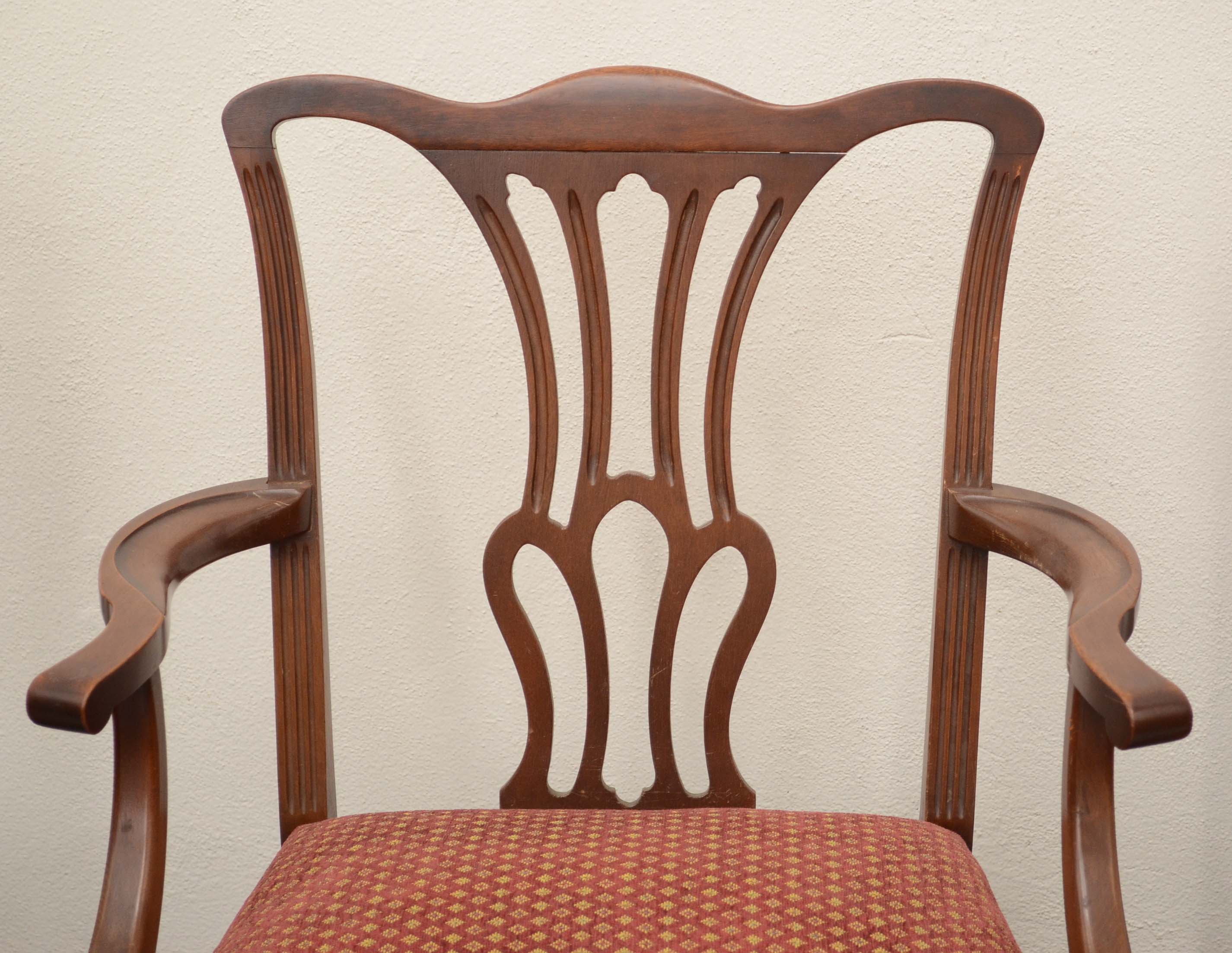 Eight Chippendale Style Dining Chairs by Paine Furniture