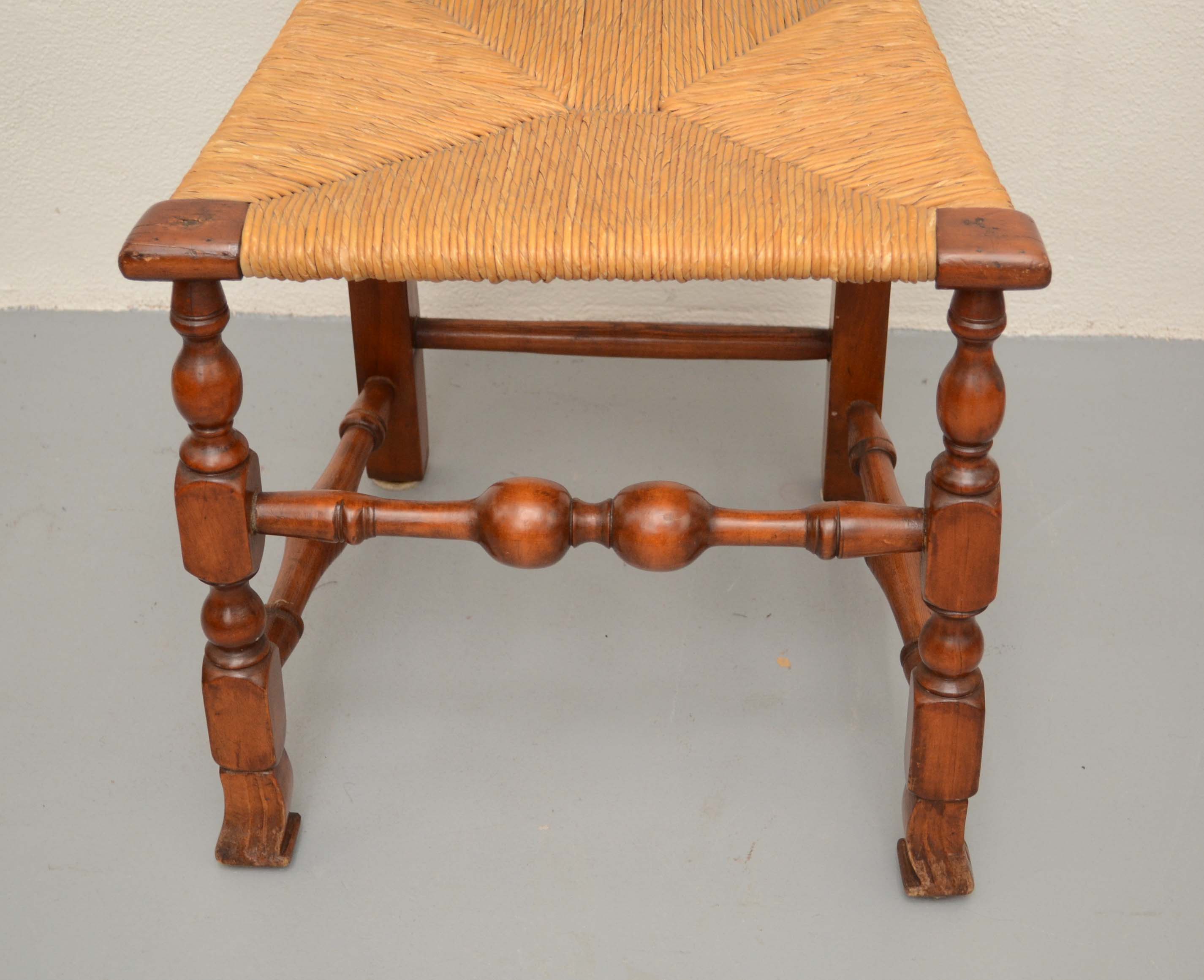 Two Antique Queen Anne Style Rush Bottom Chairs