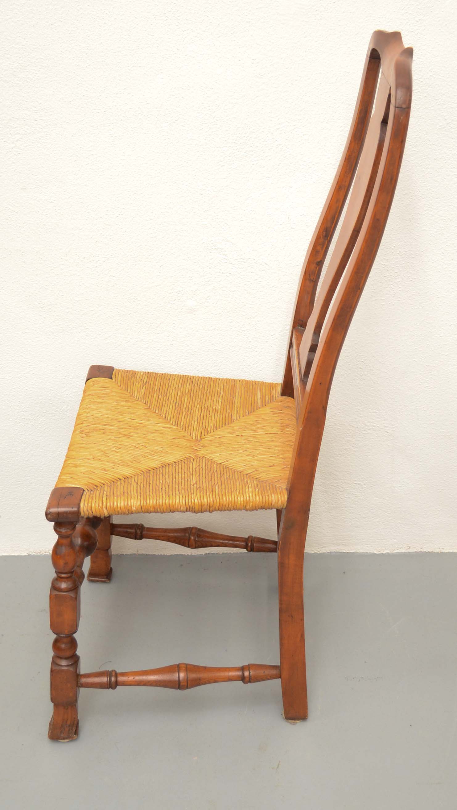 Two Antique Queen Anne Style Rush Bottom Chairs