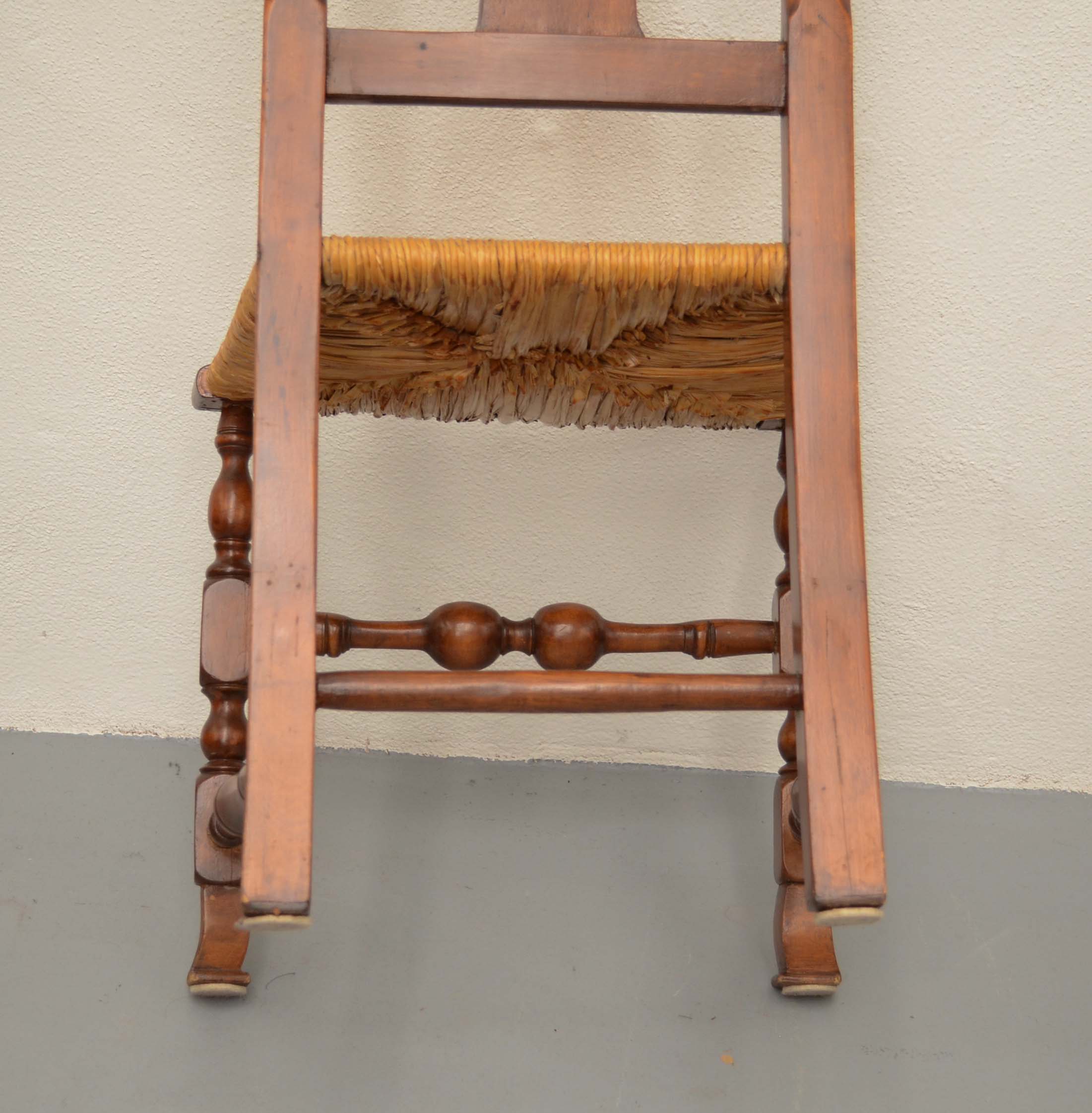 Two Antique Queen Anne Style Rush Bottom Chairs