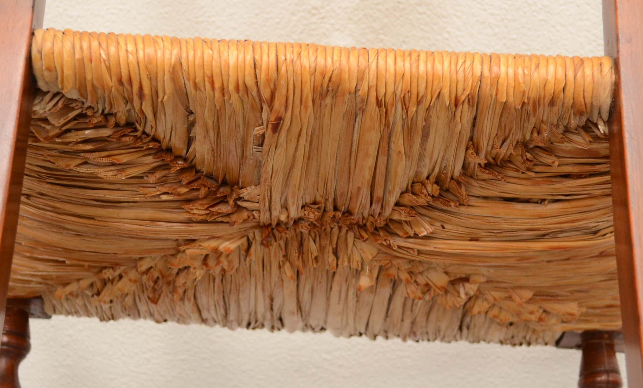 Two Antique Queen Anne Style Rush Bottom Chairs