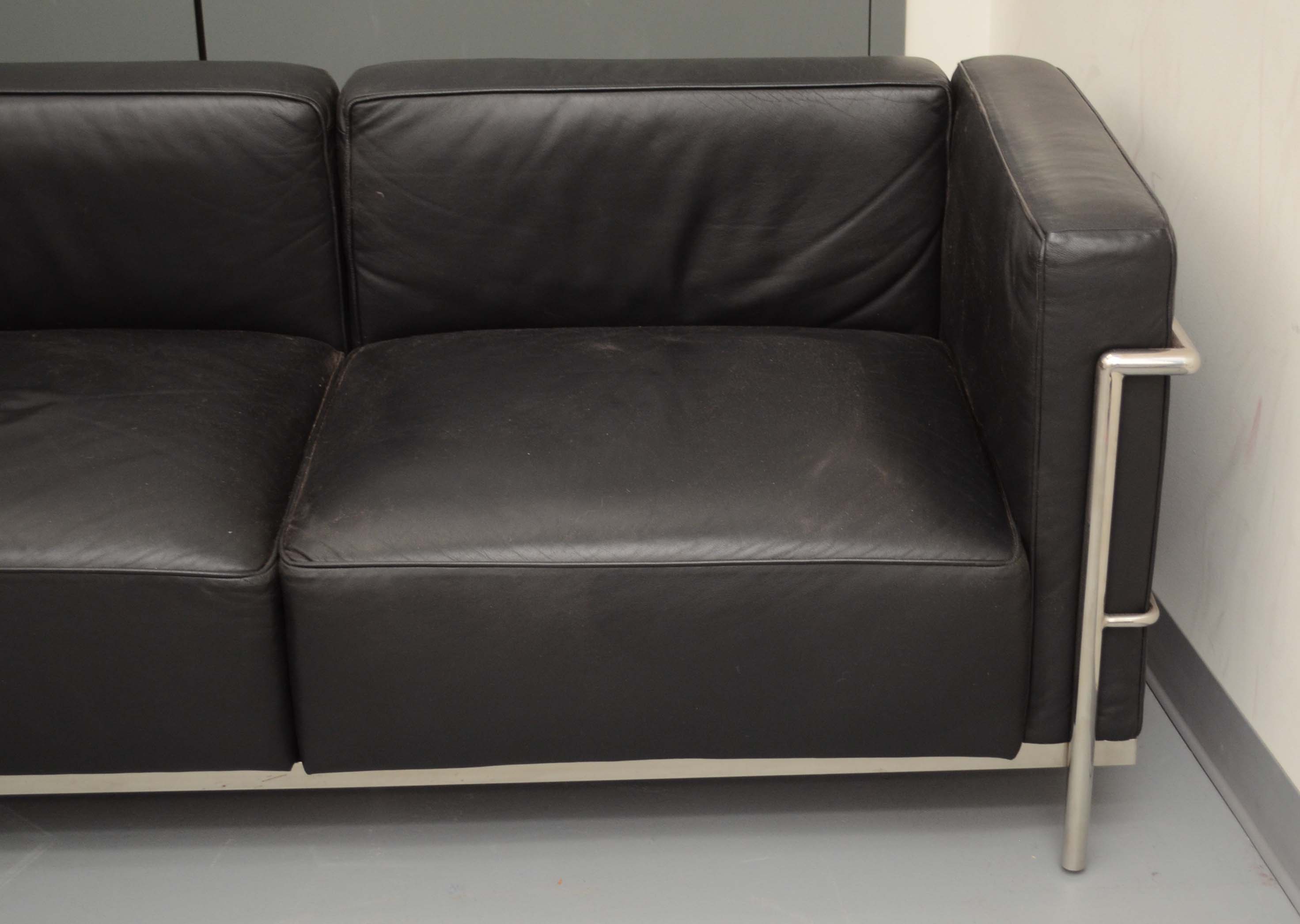 Mid Century Modern Style Leather Sofa After Le Corbusier "LC3"