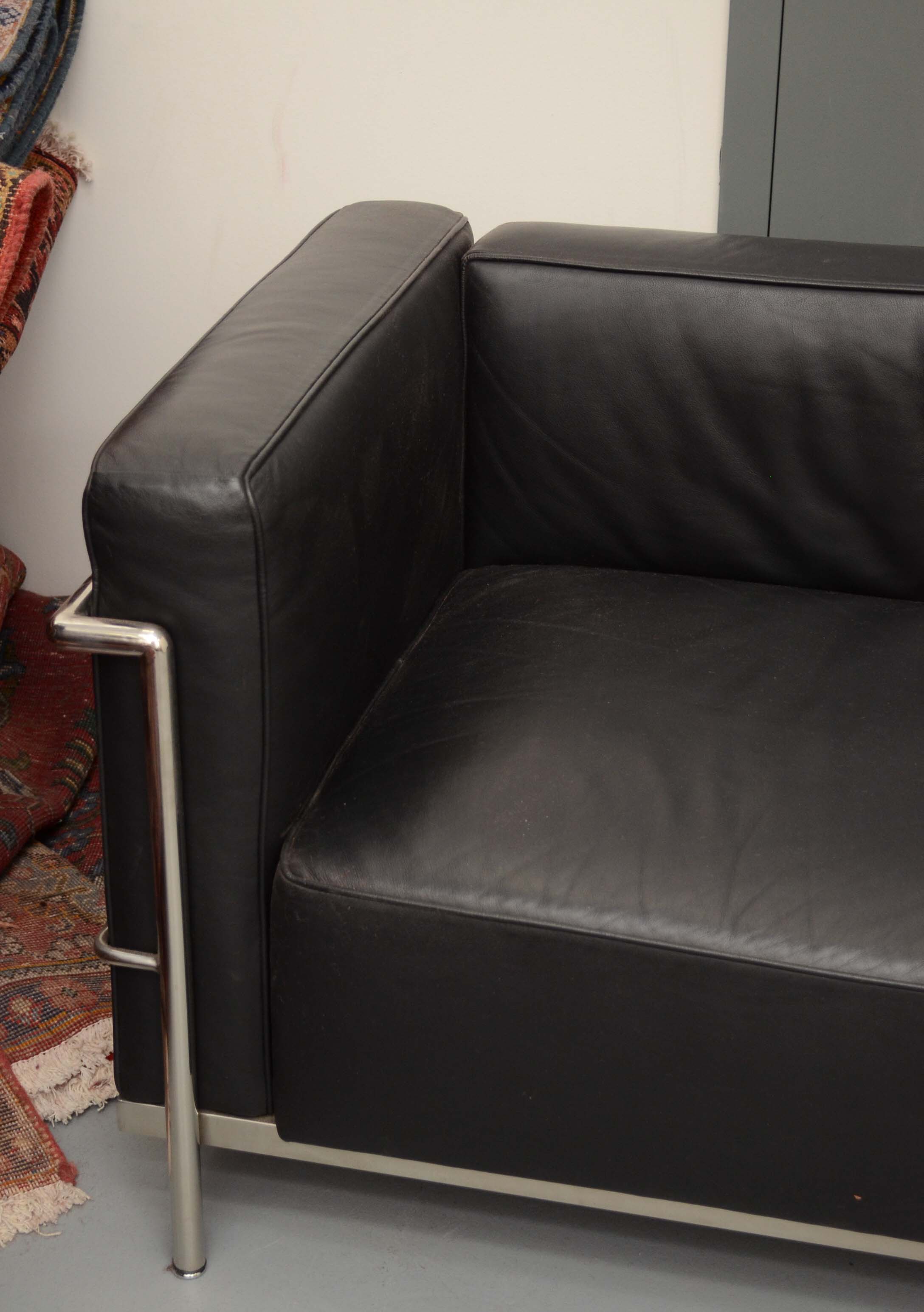 Mid Century Modern Style Leather Sofa After Le Corbusier "LC3"