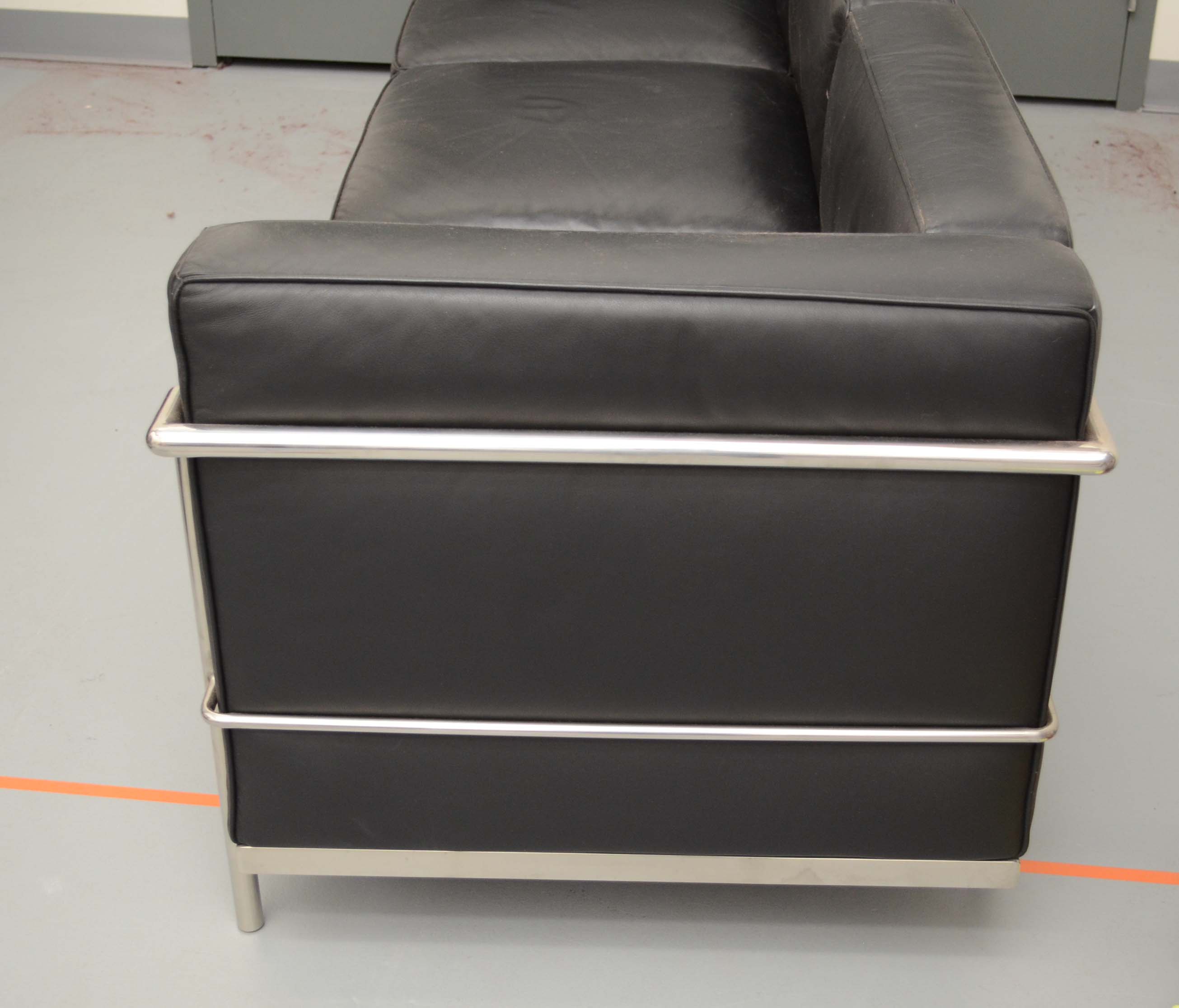 Mid Century Modern Style Leather Sofa After Le Corbusier "LC3"