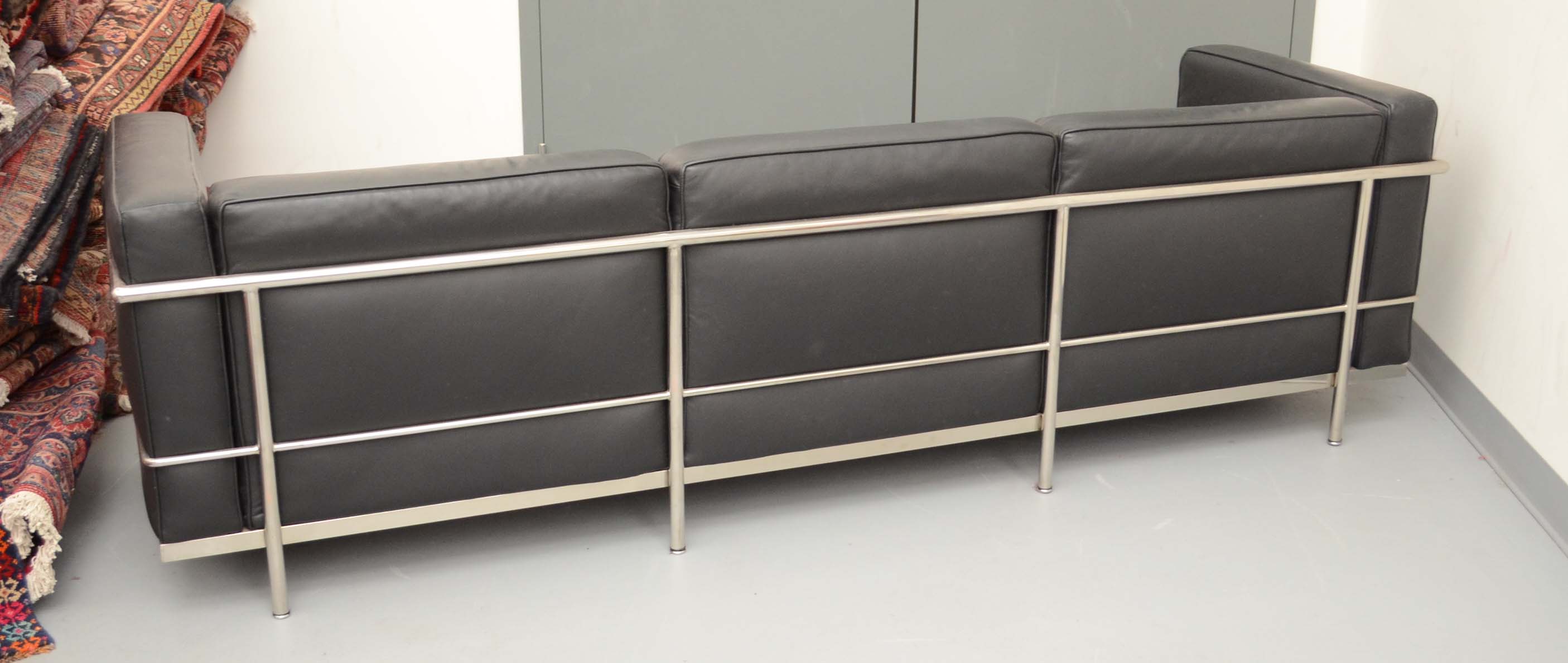 Mid Century Modern Style Leather Sofa After Le Corbusier "LC3"