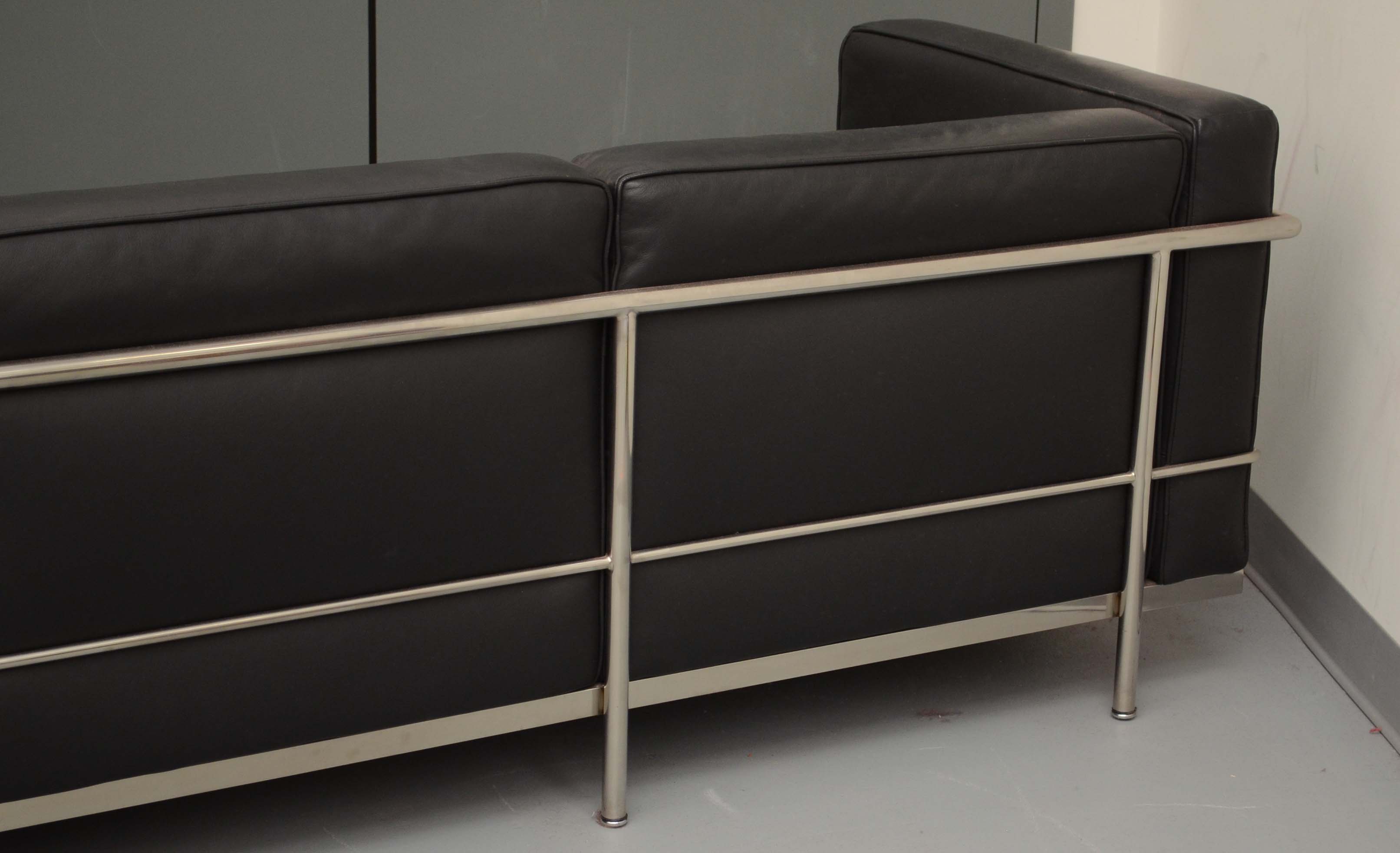 Mid Century Modern Style Leather Sofa After Le Corbusier "LC3"