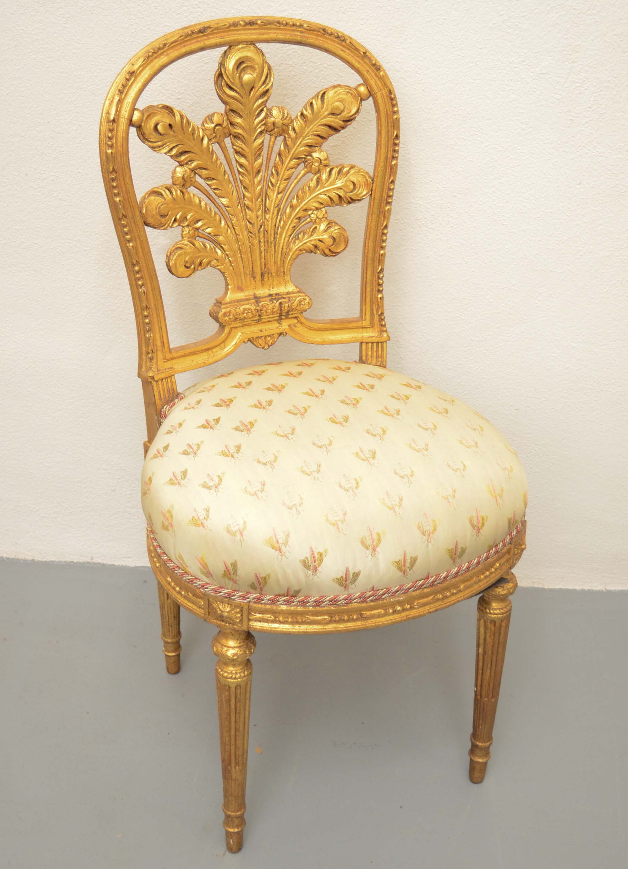Pair of Louis XVI Style Gilded Side Chairs