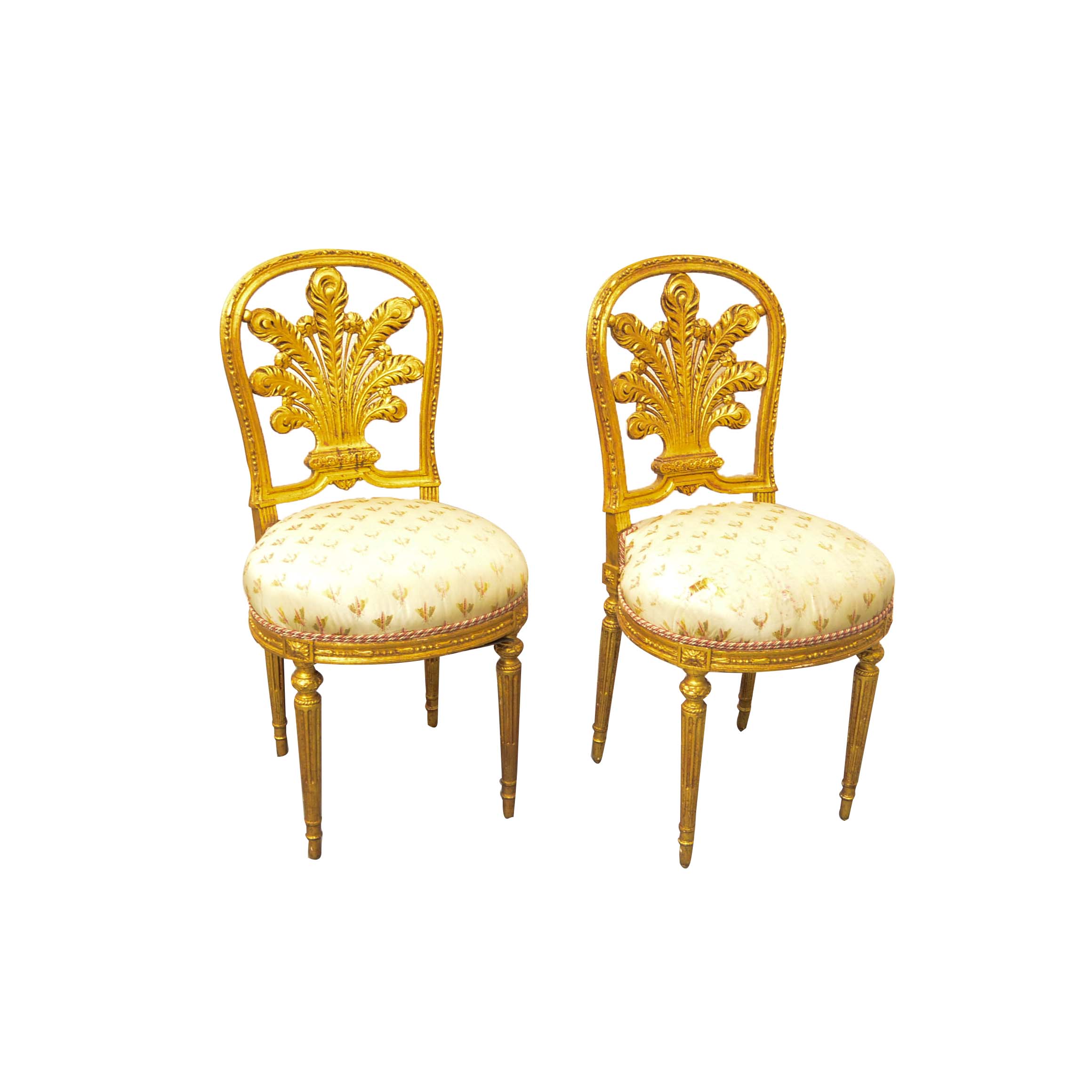 Pair of Louis XVI Style Gilded Side Chairs