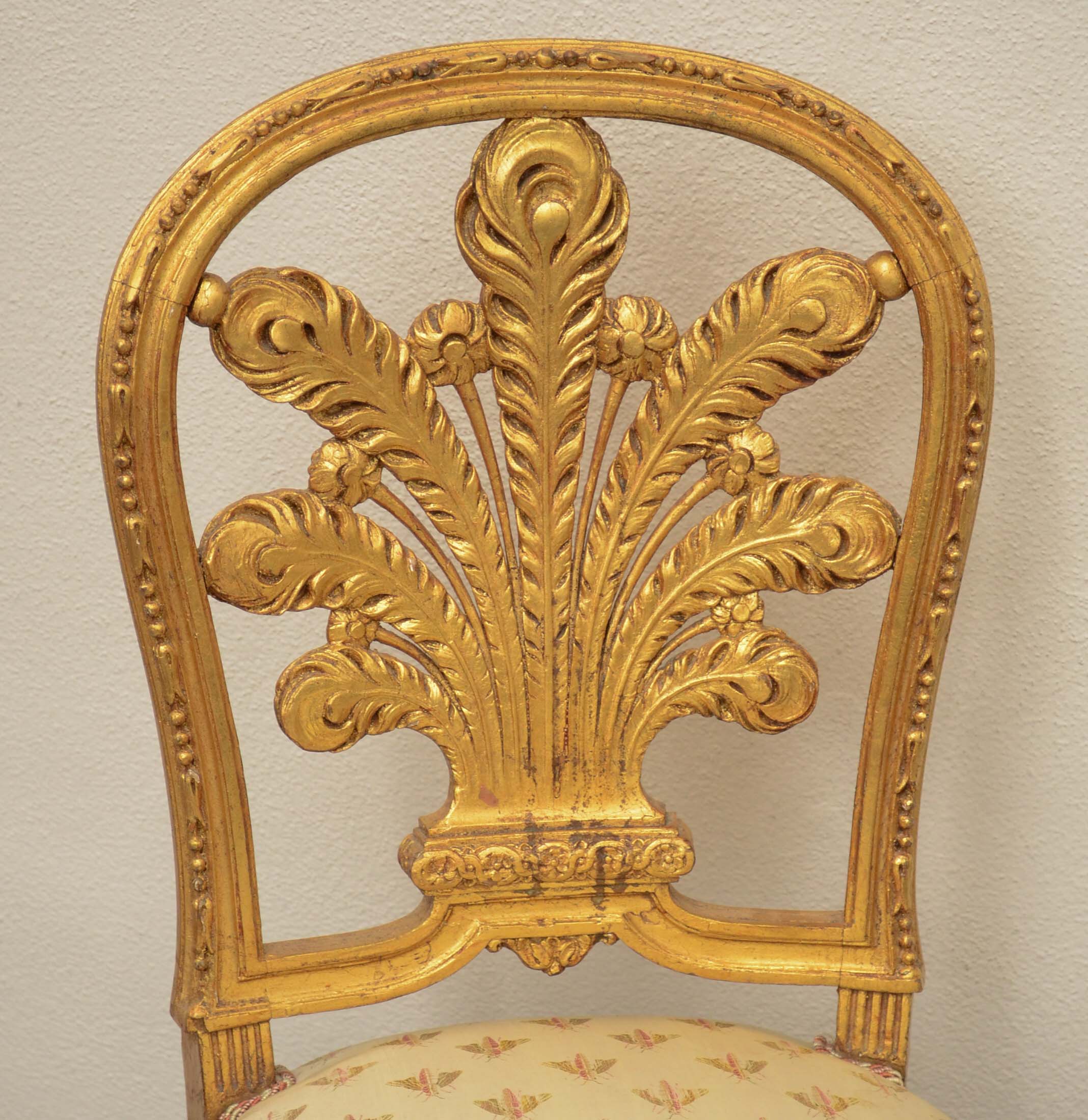 Pair of Louis XVI Style Gilded Side Chairs