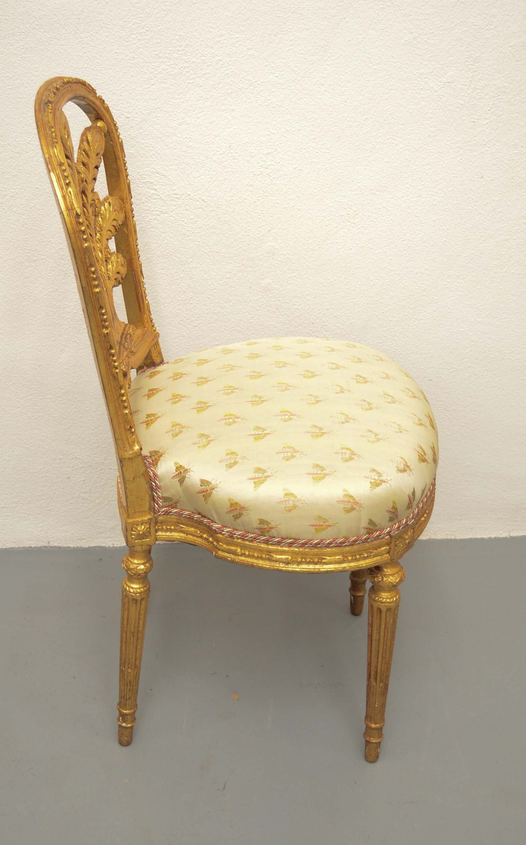 Pair of Louis XVI Style Gilded Side Chairs