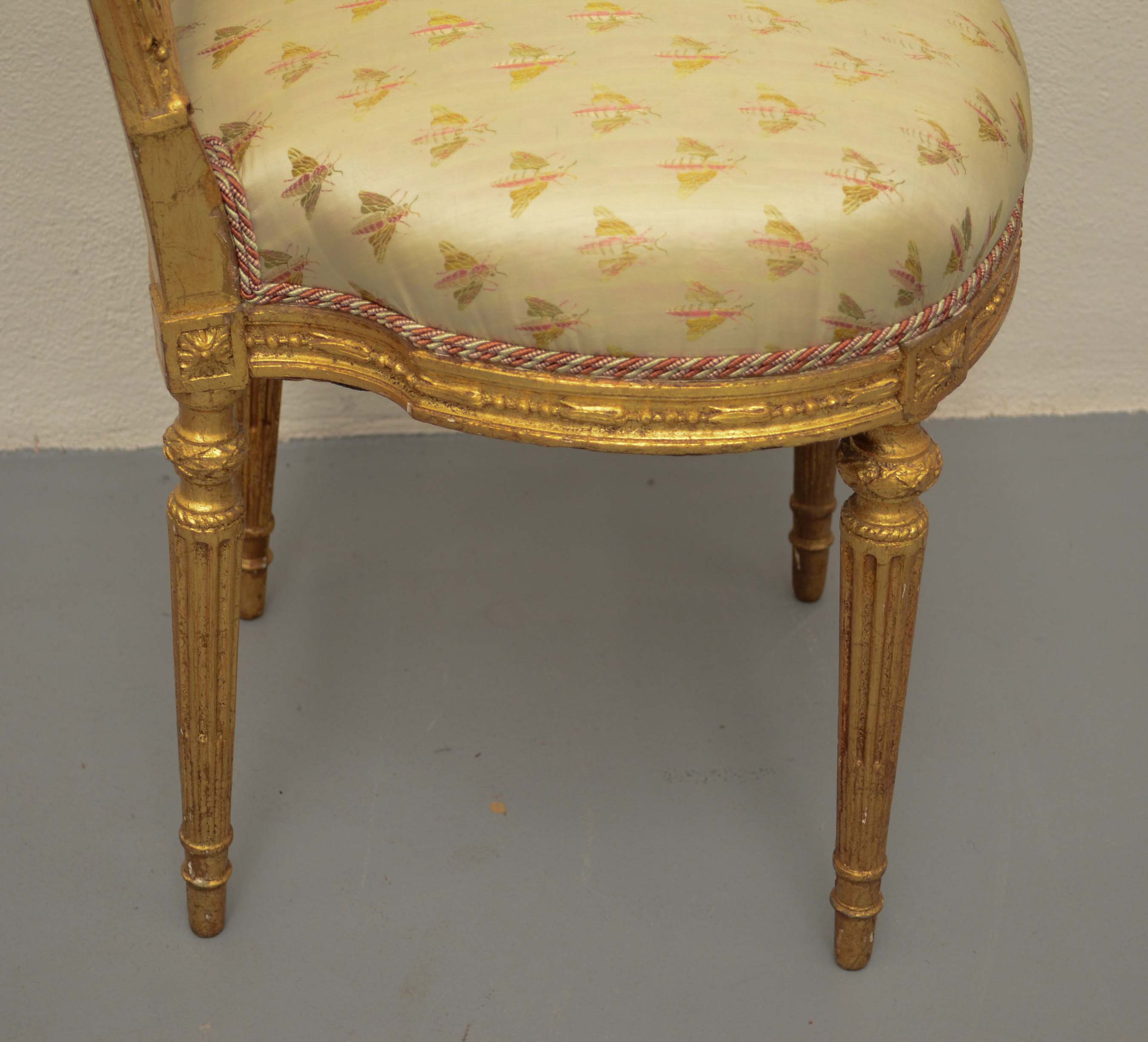 Pair of Louis XVI Style Gilded Side Chairs
