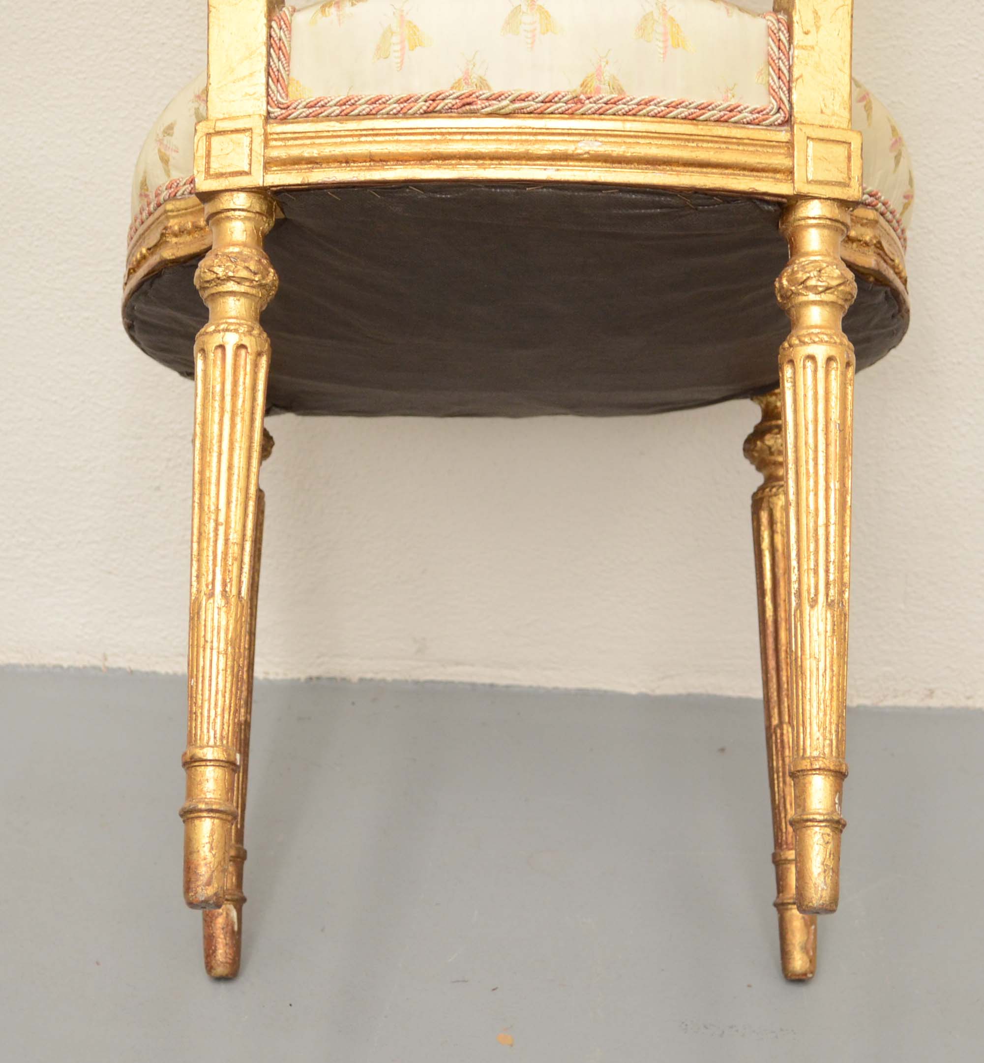 Pair of Louis XVI Style Gilded Side Chairs