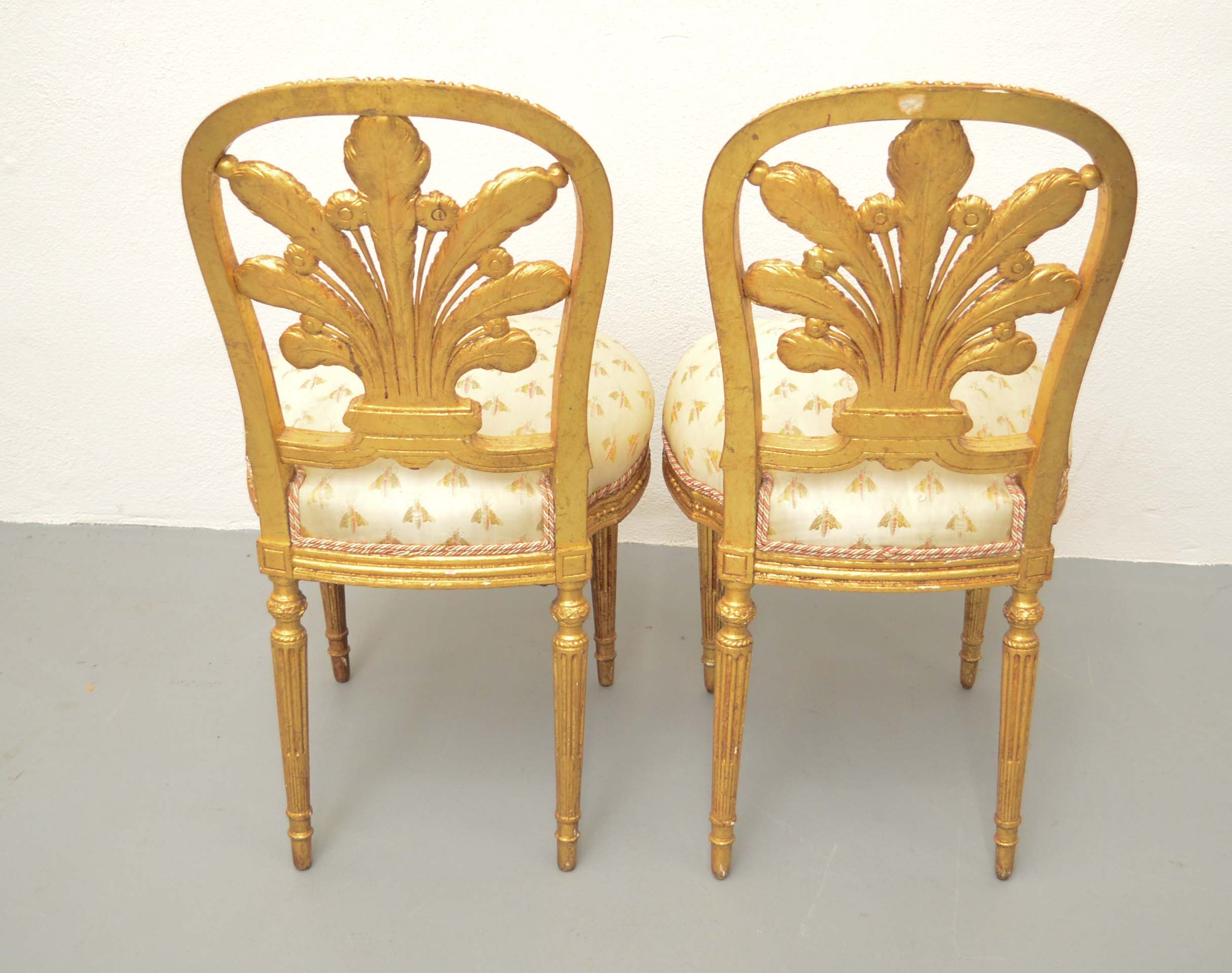 Pair of Louis XVI Style Gilded Side Chairs