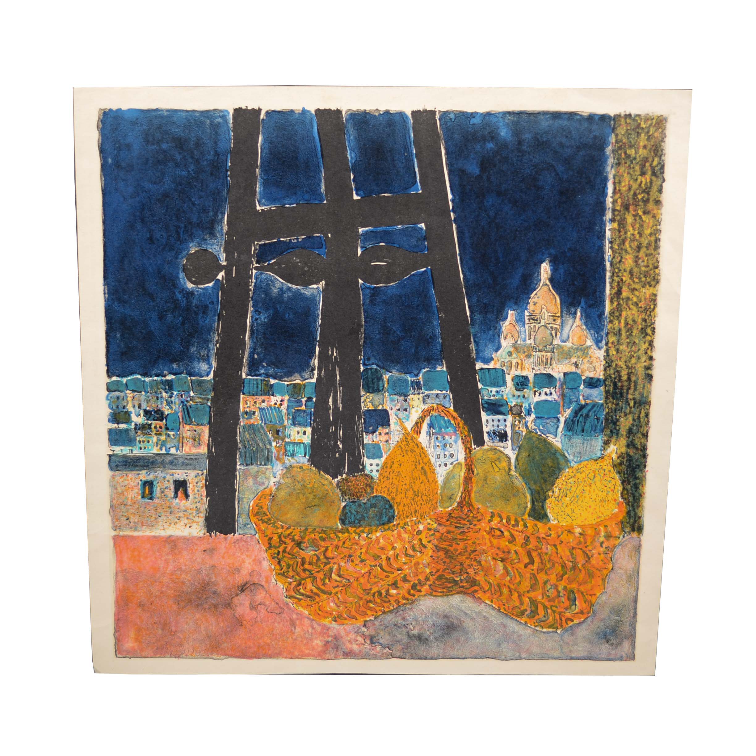 Guy Bardone Color Lithograph "Nature Morte Devant Sacré Coeur"