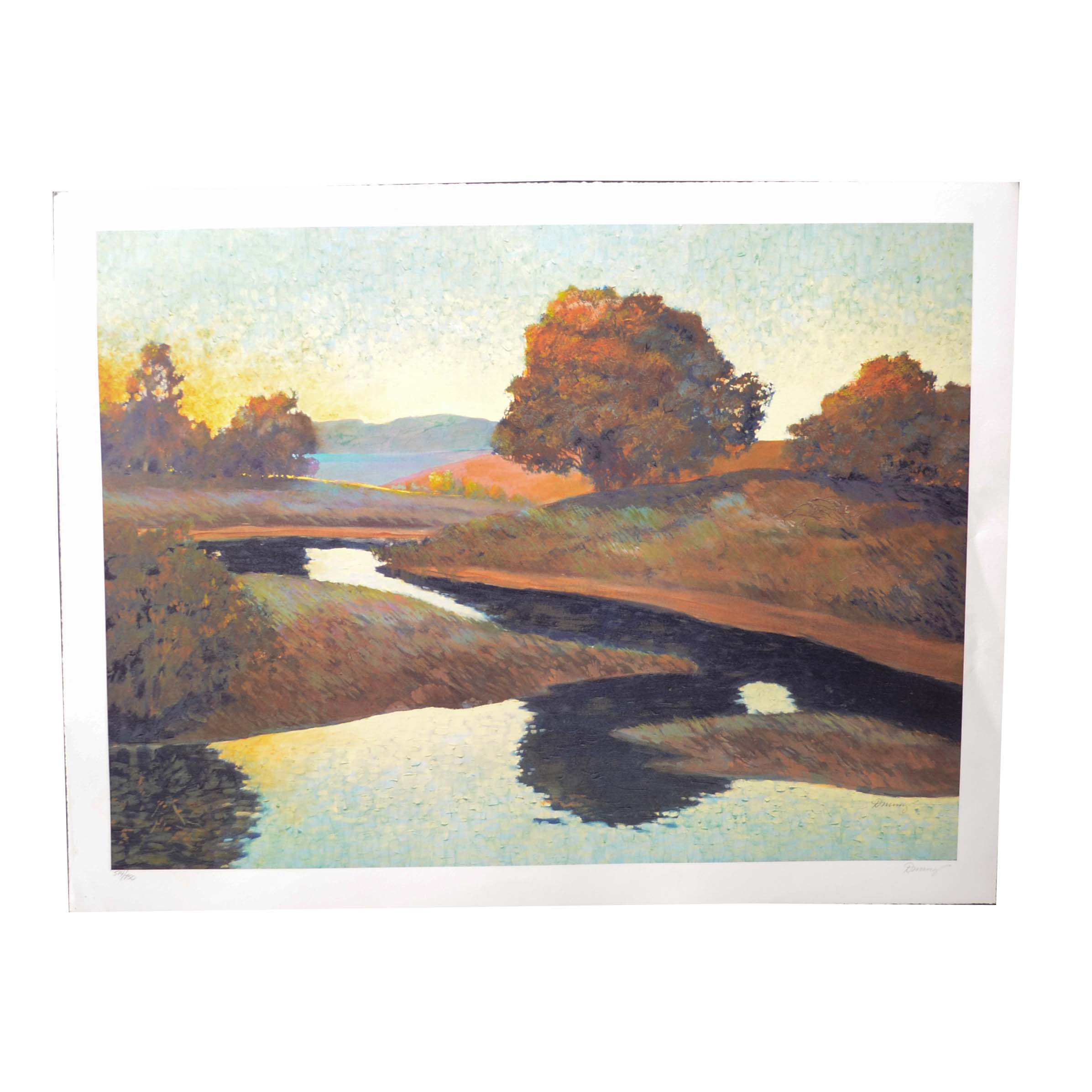Donald Munz Limited Edition Offset Lithograph "Winding Creek"