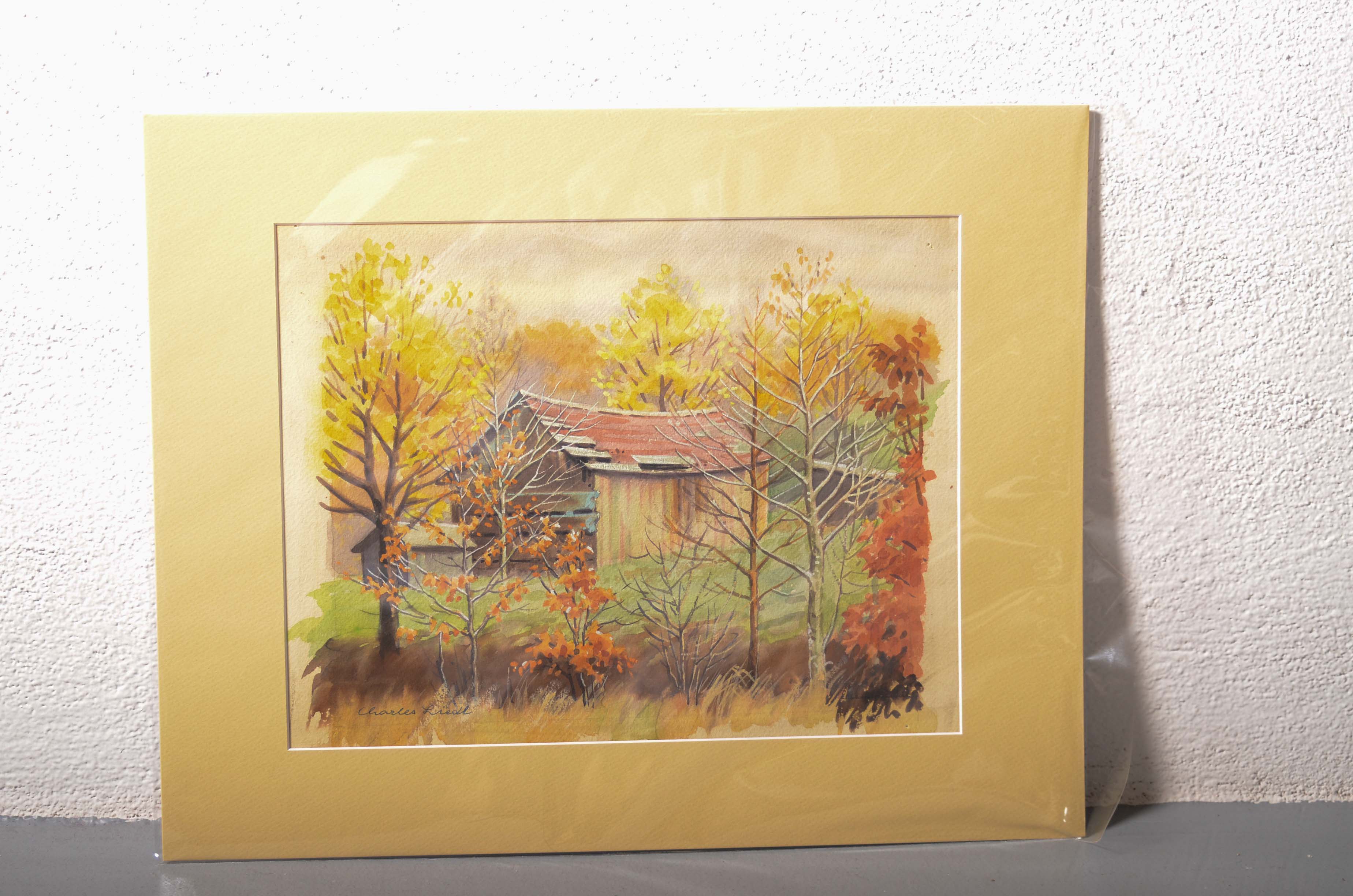 Charles Liedl Watercolor of Rustic Barn