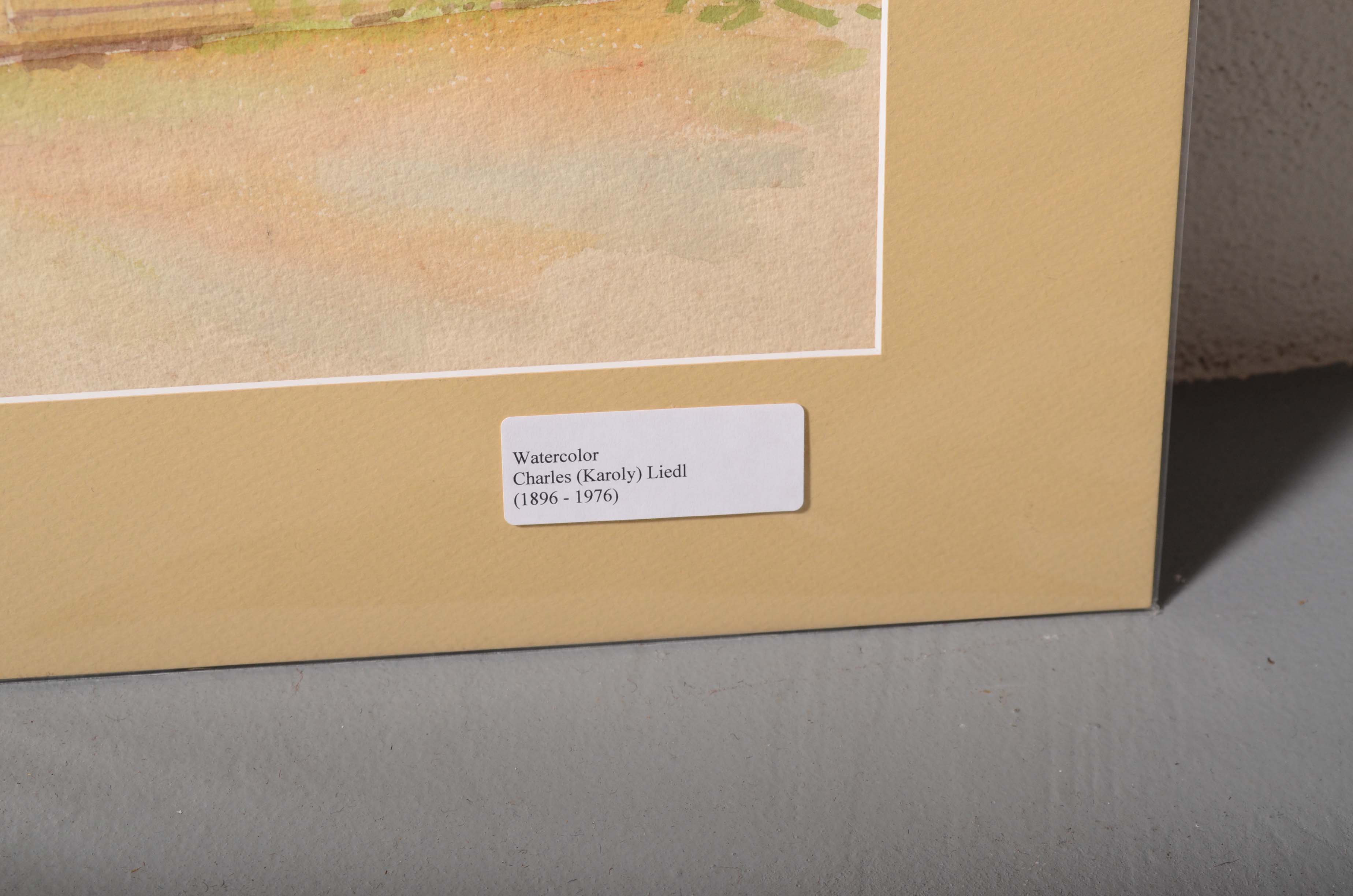 Watercolor of House Attributed to Charles Liedl