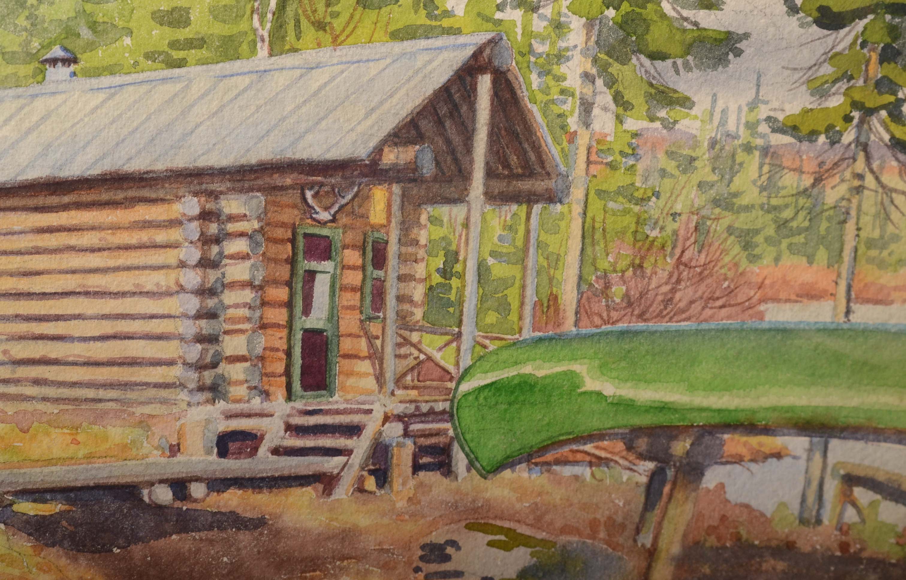 Watercolor Painting of Cabin