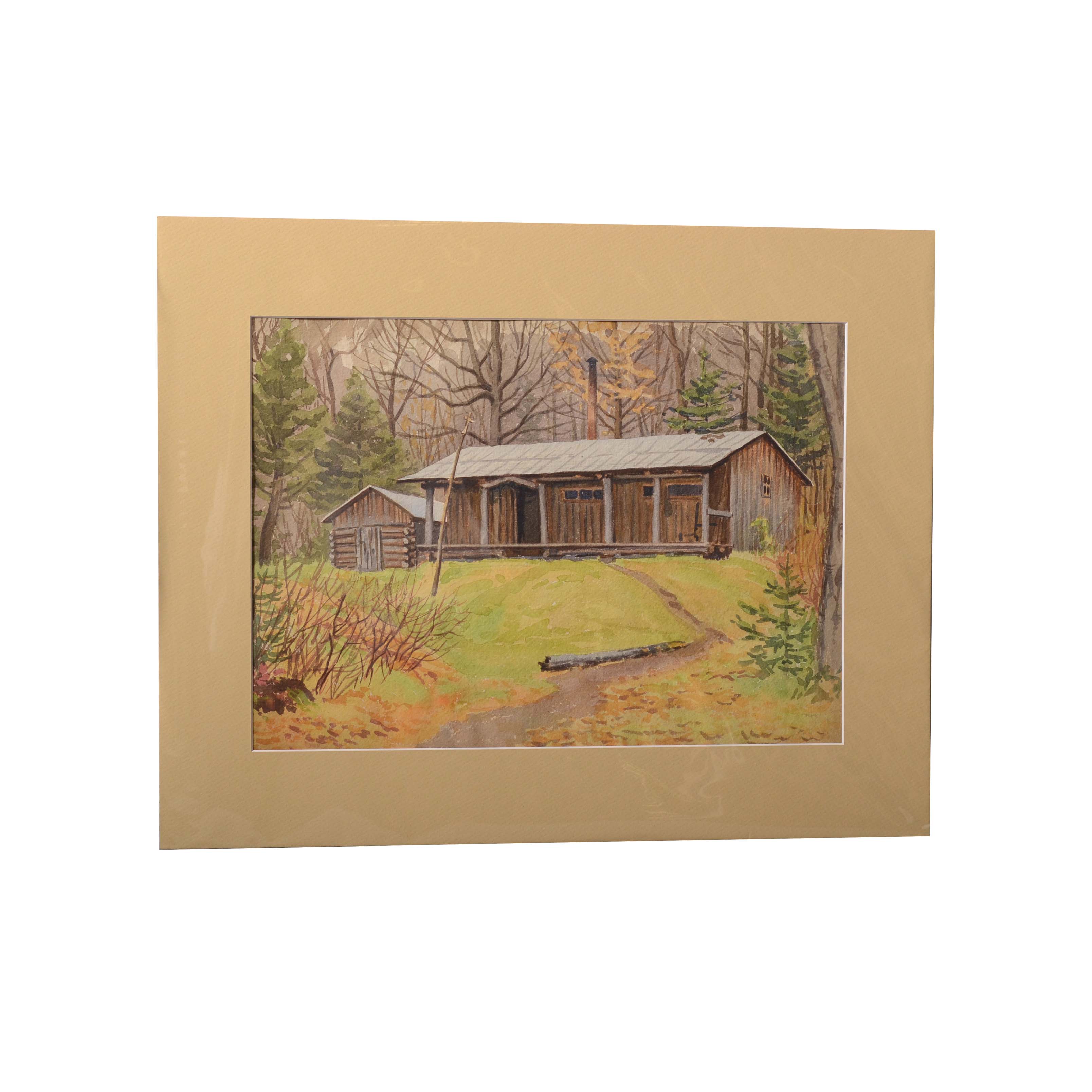 Watercolor Painting of Cabin