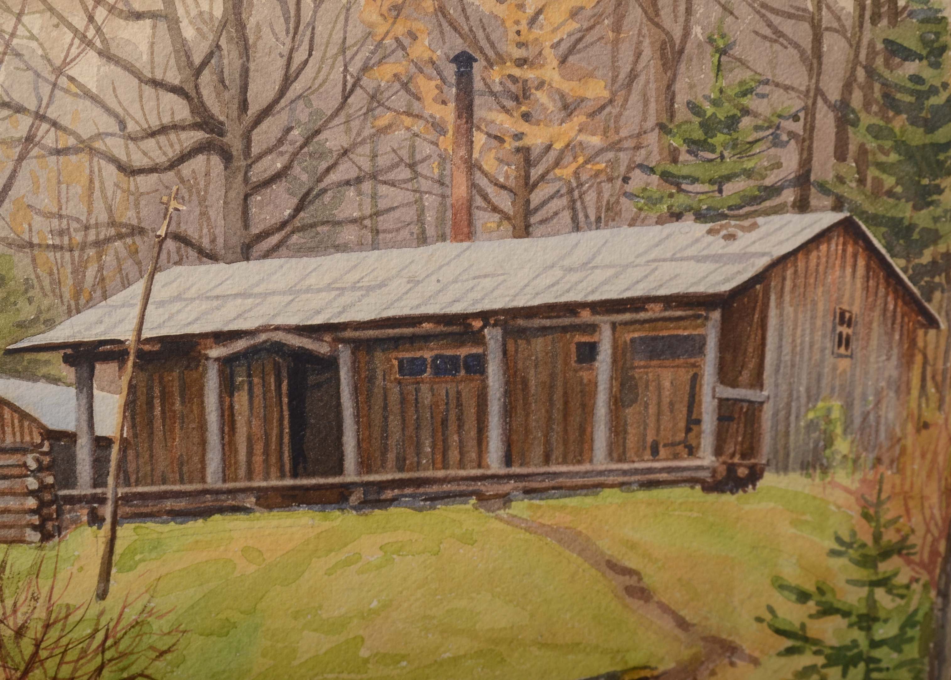 Watercolor Painting of Cabin