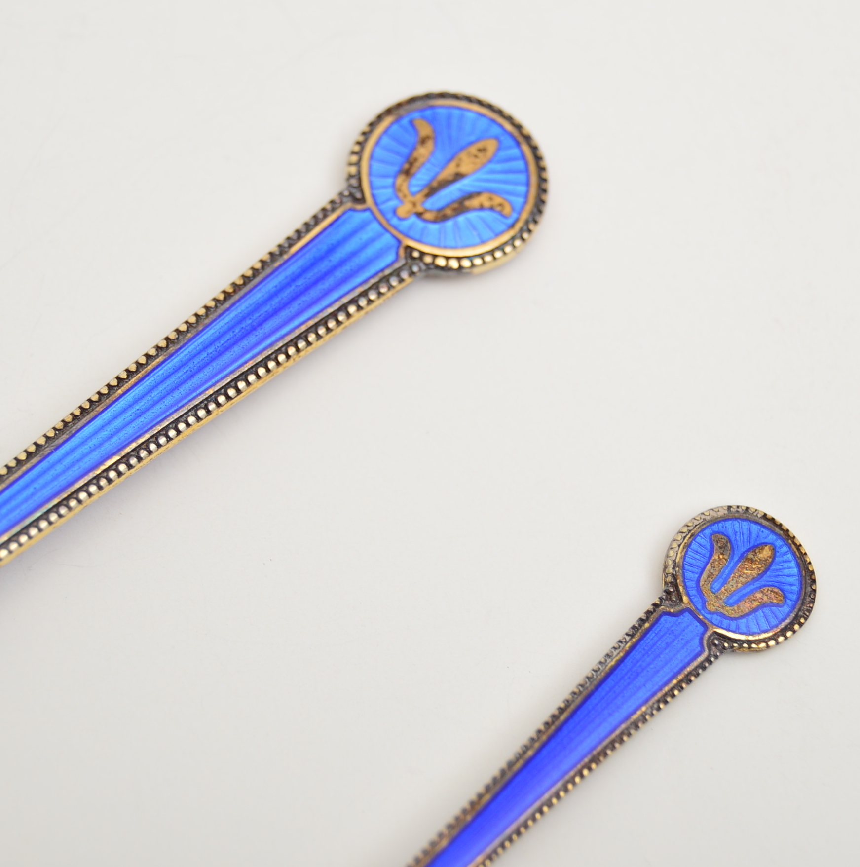 David Andersen Sterling Silver and Enamel Spoon and Fork Set