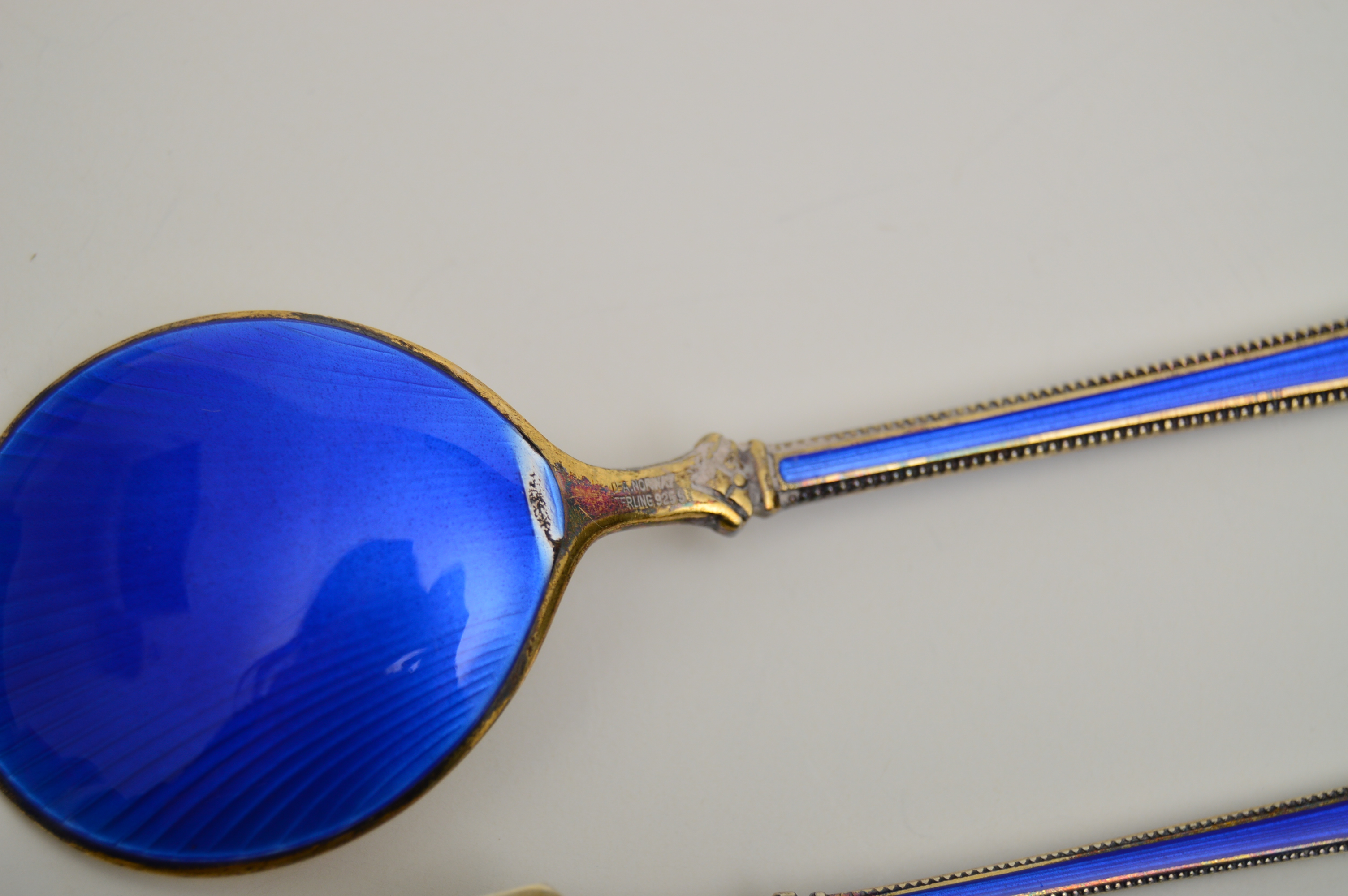 David Andersen Sterling Silver and Enamel Spoon and Fork Set