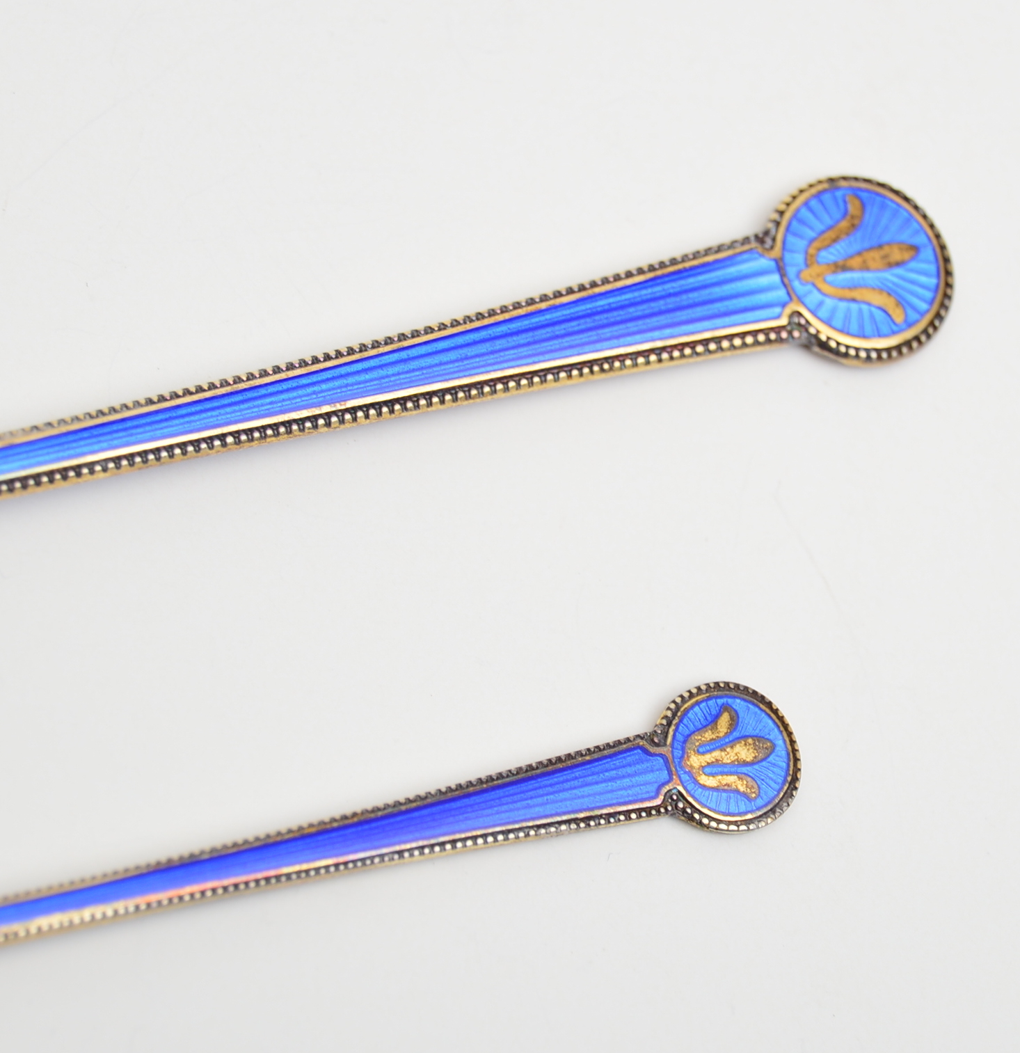 David Andersen Sterling Silver and Enamel Spoon and Fork Set