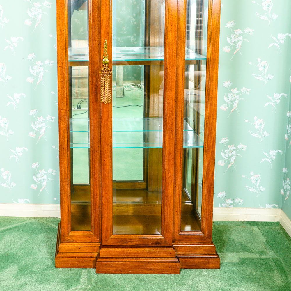 Vintage Illuminated Breakfront Curio Cabinet by American of Martinsville