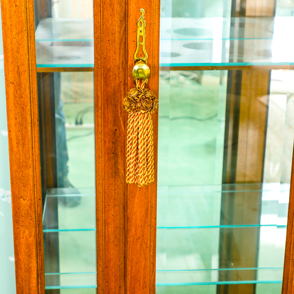 Vintage Illuminated Breakfront Curio Cabinet by American of Martinsville