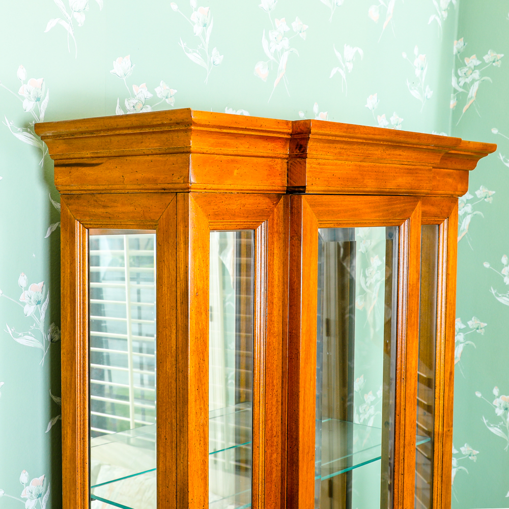 Vintage Illuminated Breakfront Curio Cabinet by American of Martinsville