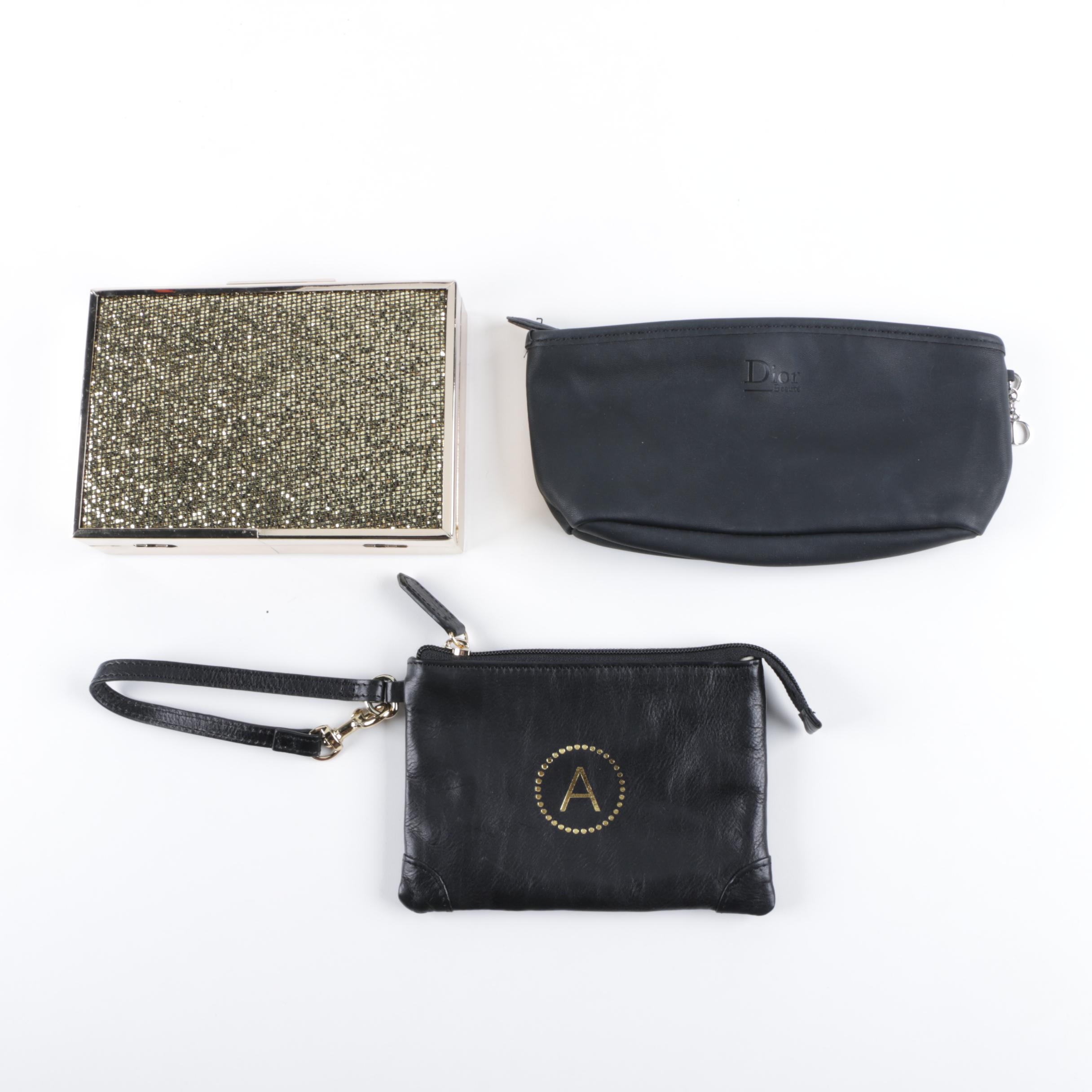 Leather Pouches by Boulevard and Christian Dior with Metal Evening Bag