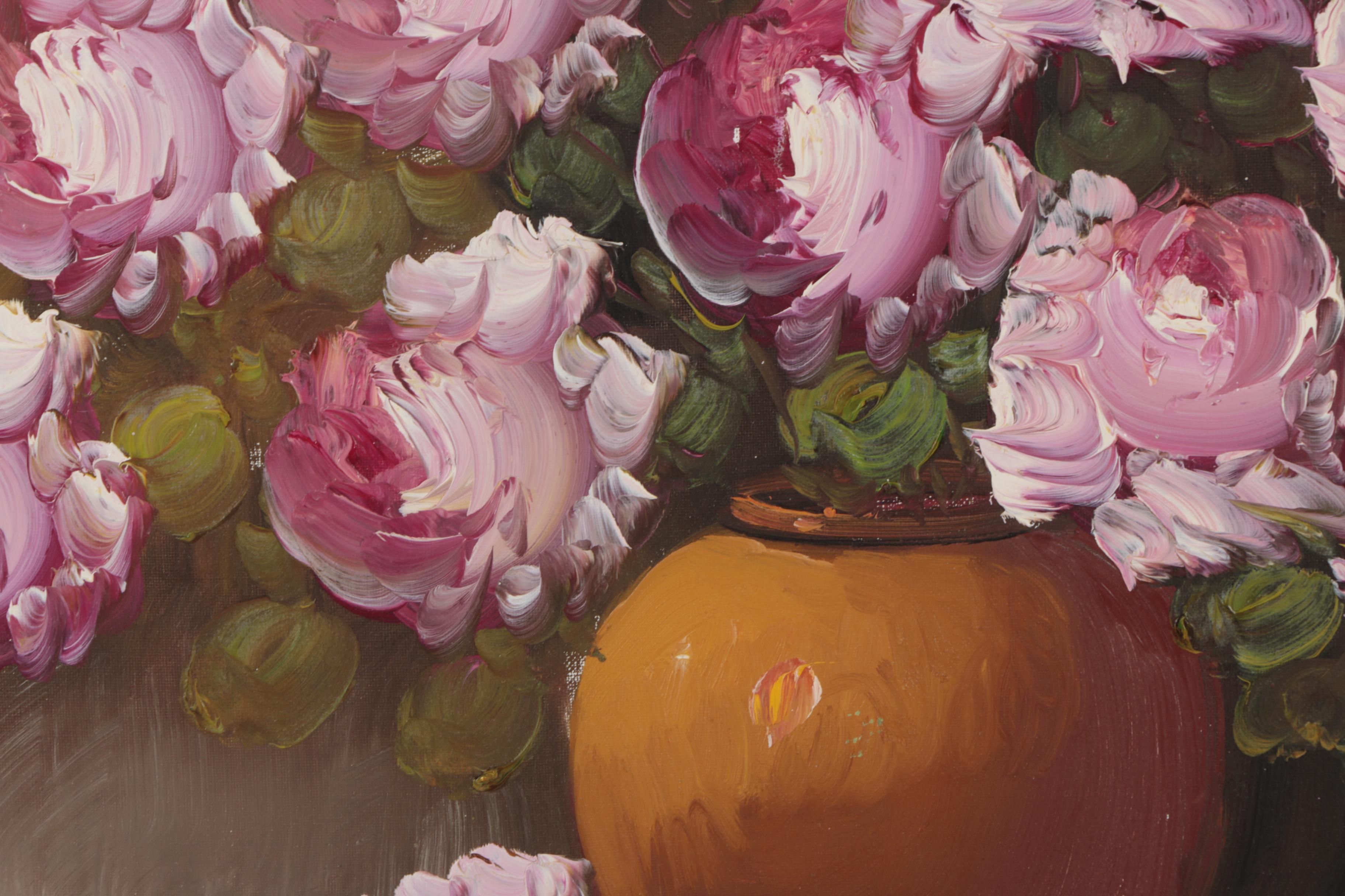 A. Silver Oil Painting of Flowers