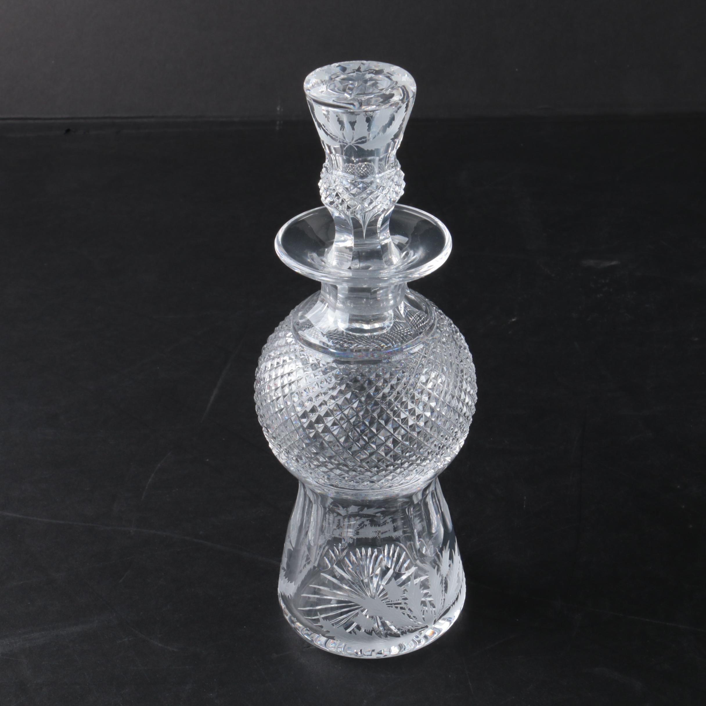 Edinburgh Crystal "Thistle" Decanter and Cordial Glasses
