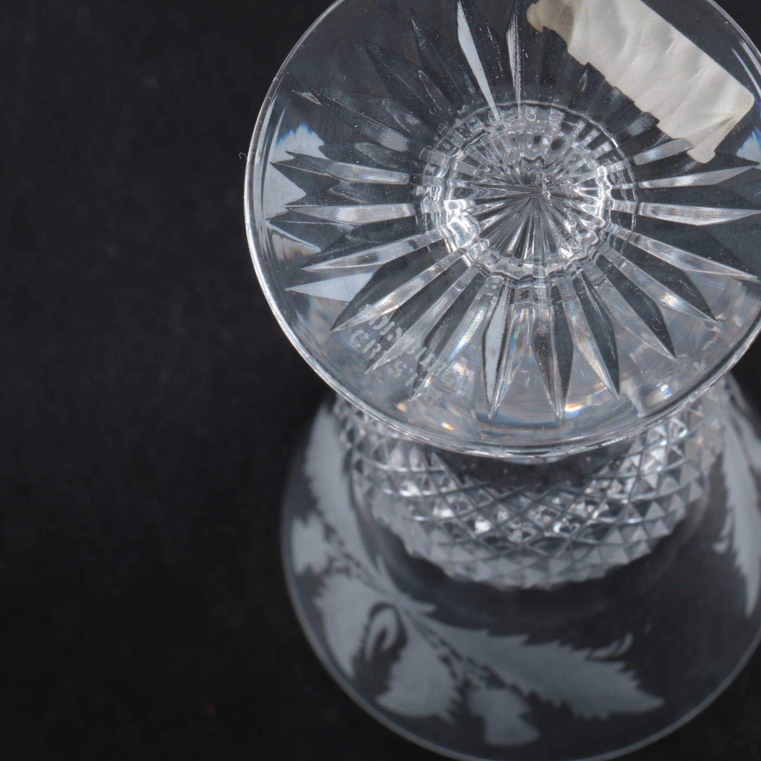 Edinburgh Crystal "Thistle" Decanter and Cordial Glasses