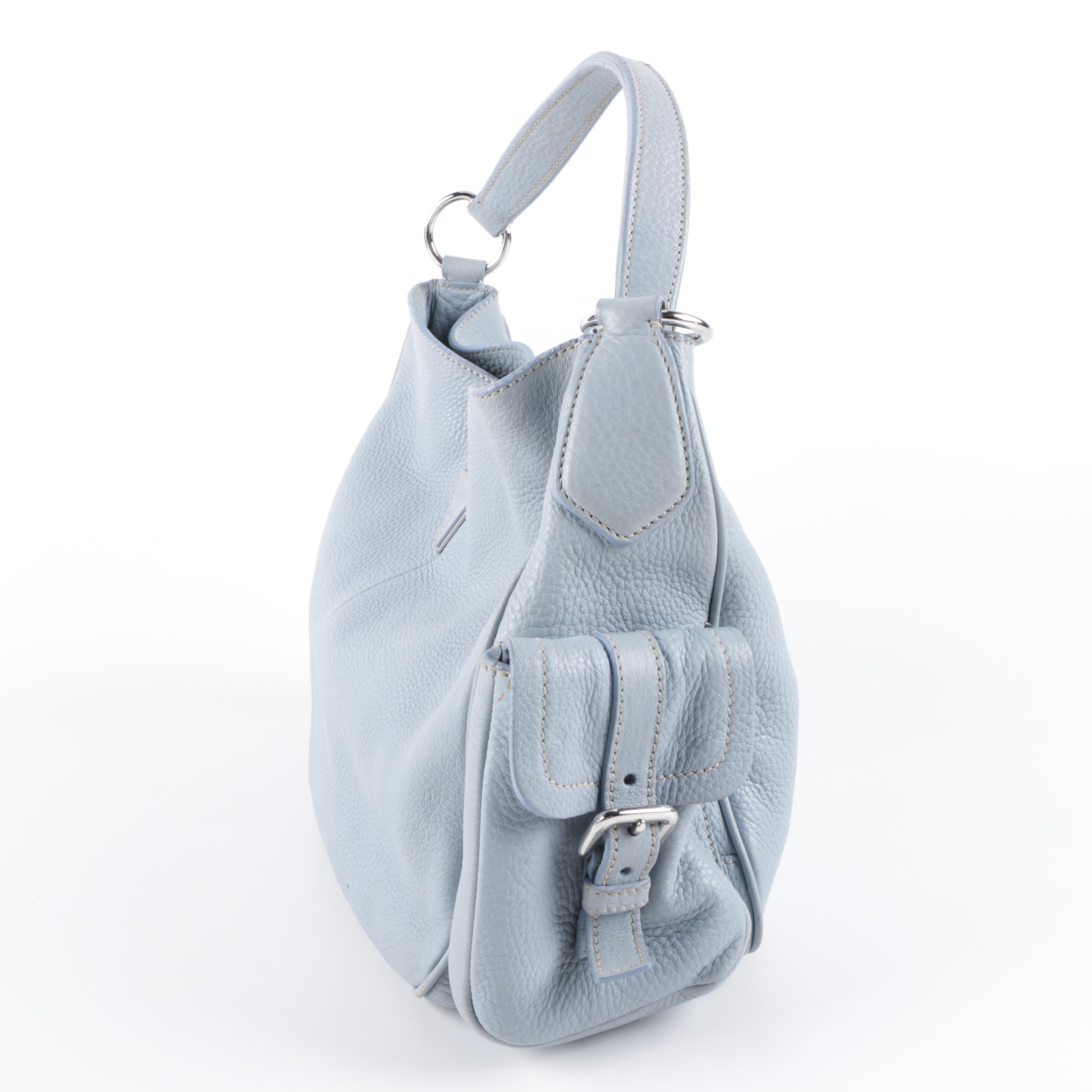 Prada Vitello Daino Blue Handbag