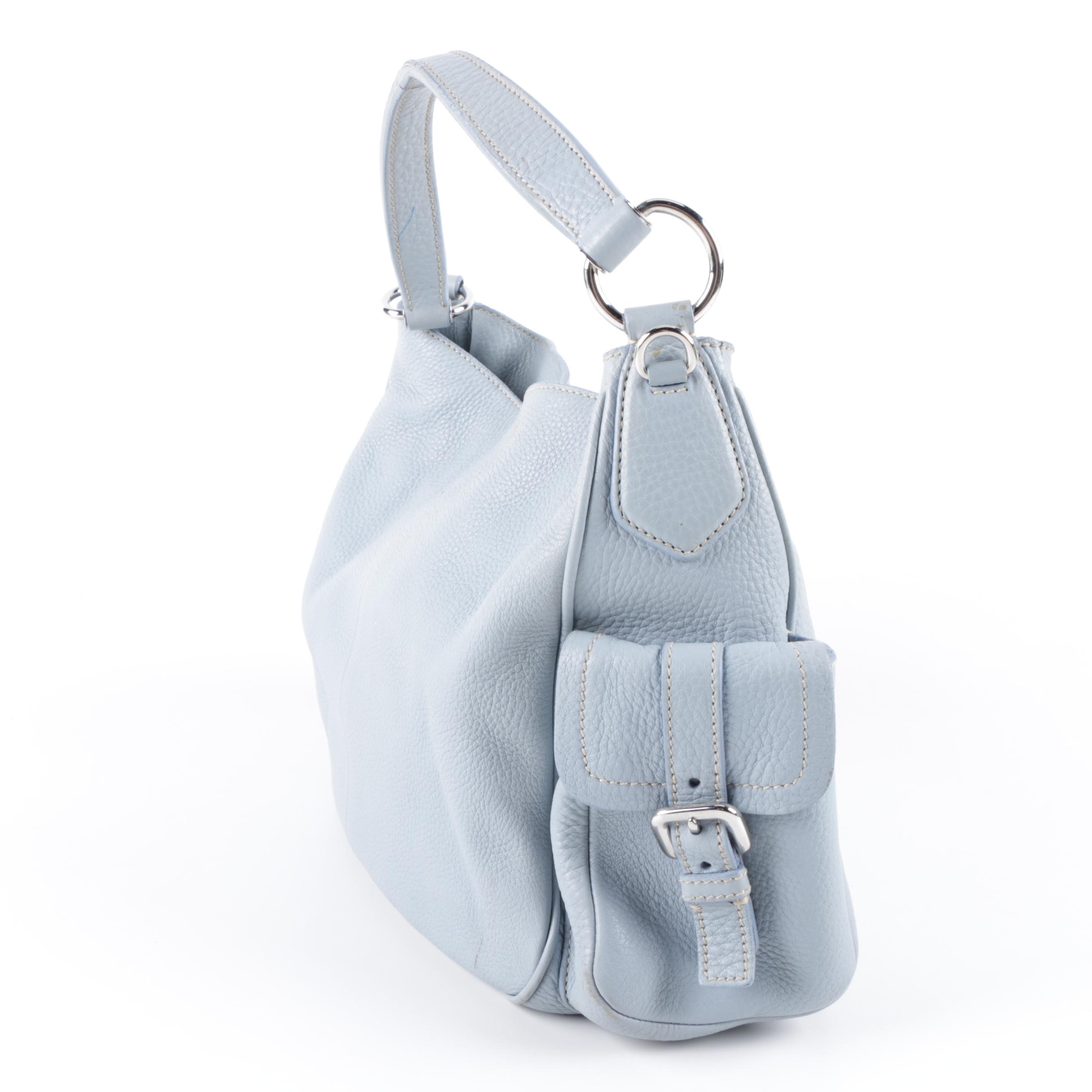 Prada Vitello Daino Blue Handbag