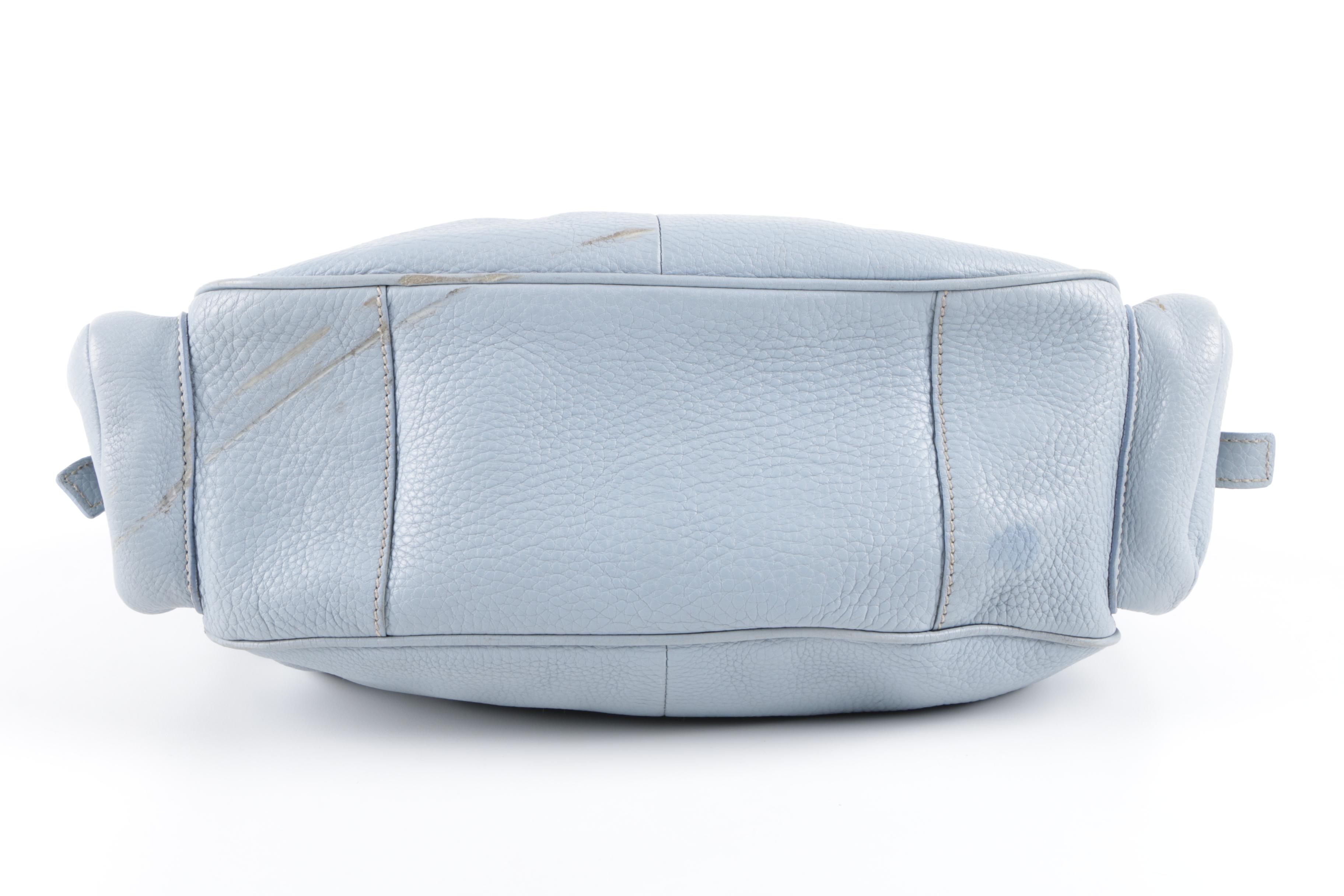 Prada Vitello Daino Blue Handbag