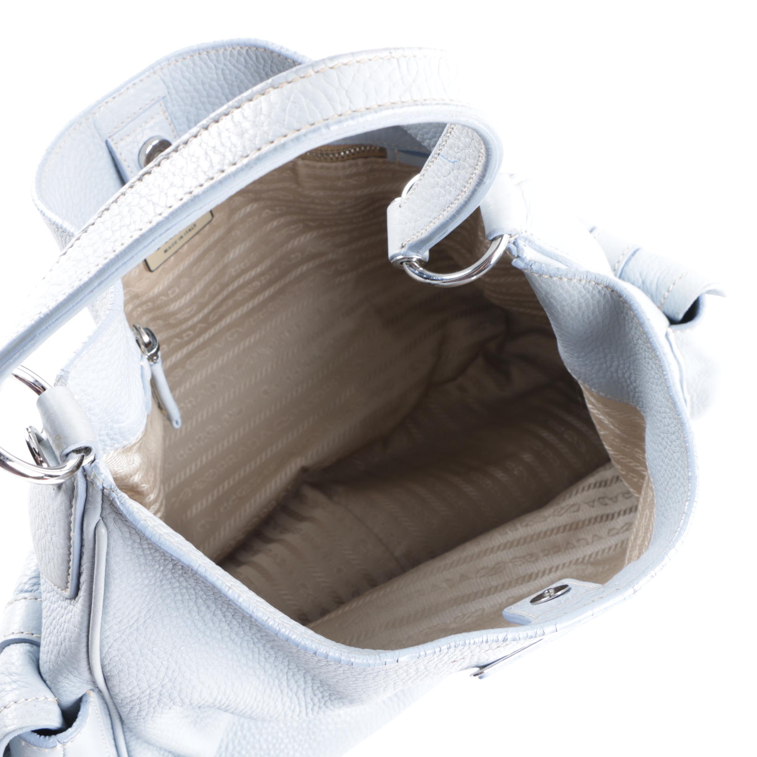 Prada Vitello Daino Blue Handbag