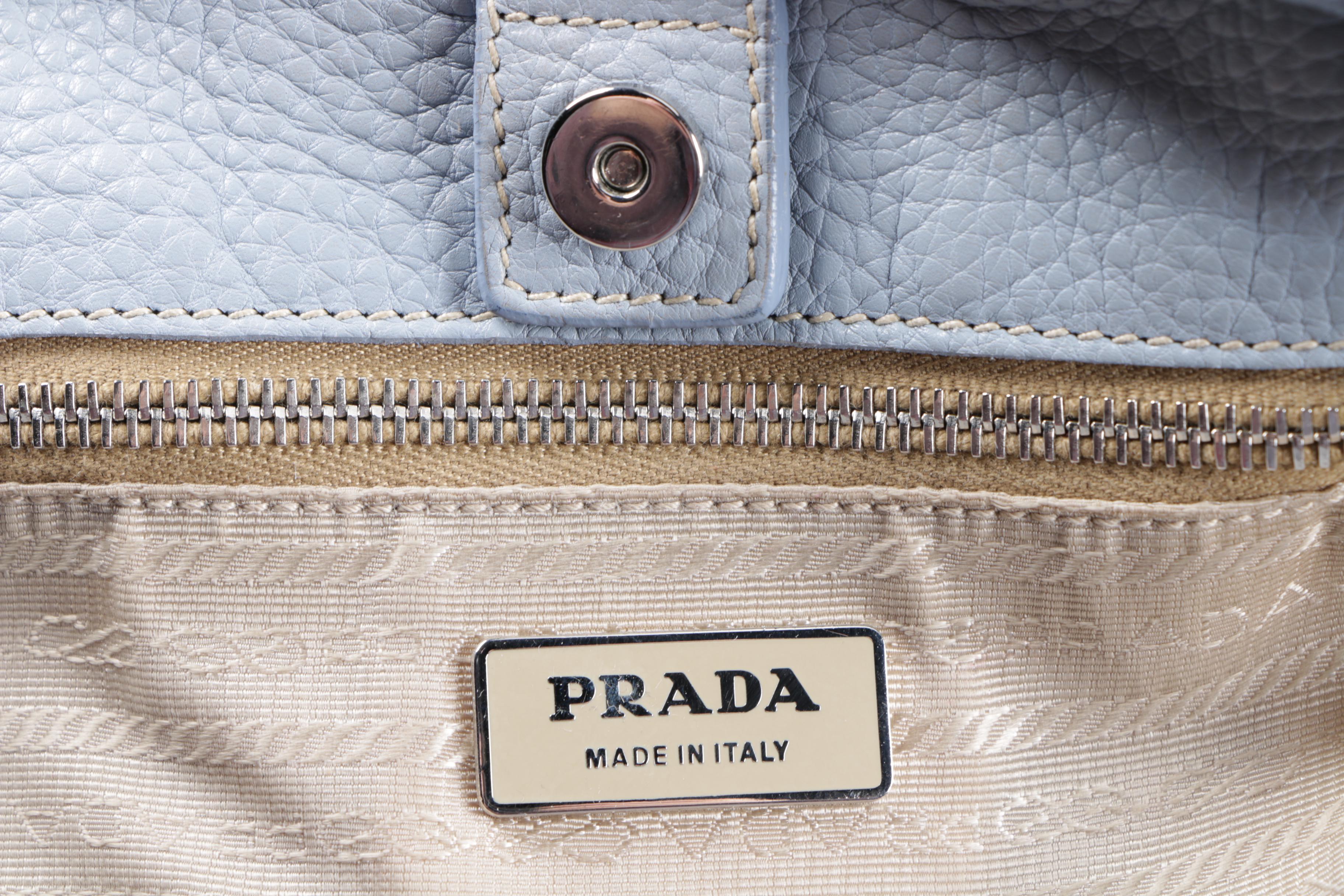 Prada Vitello Daino Blue Handbag