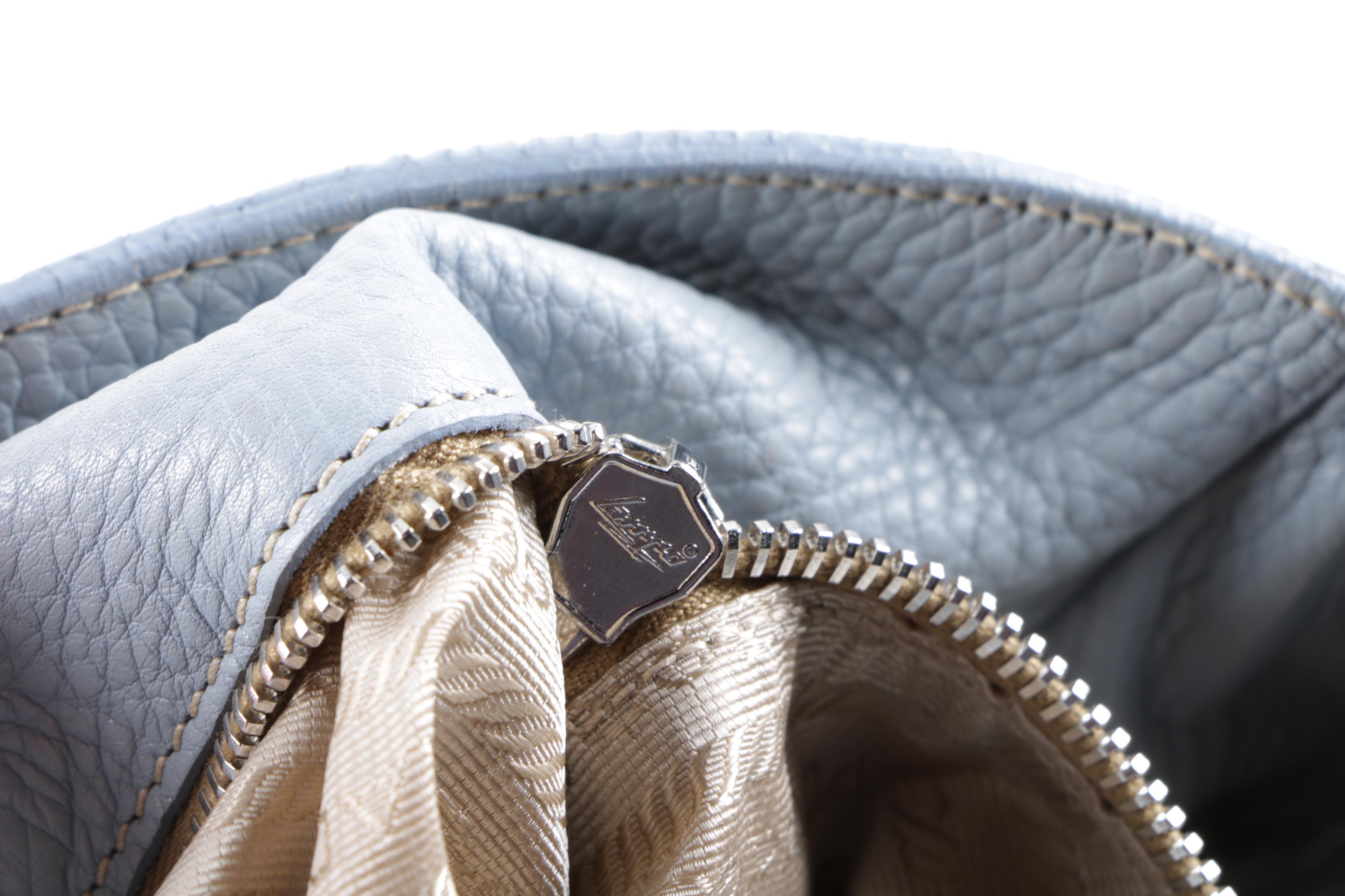 Prada Vitello Daino Blue Handbag